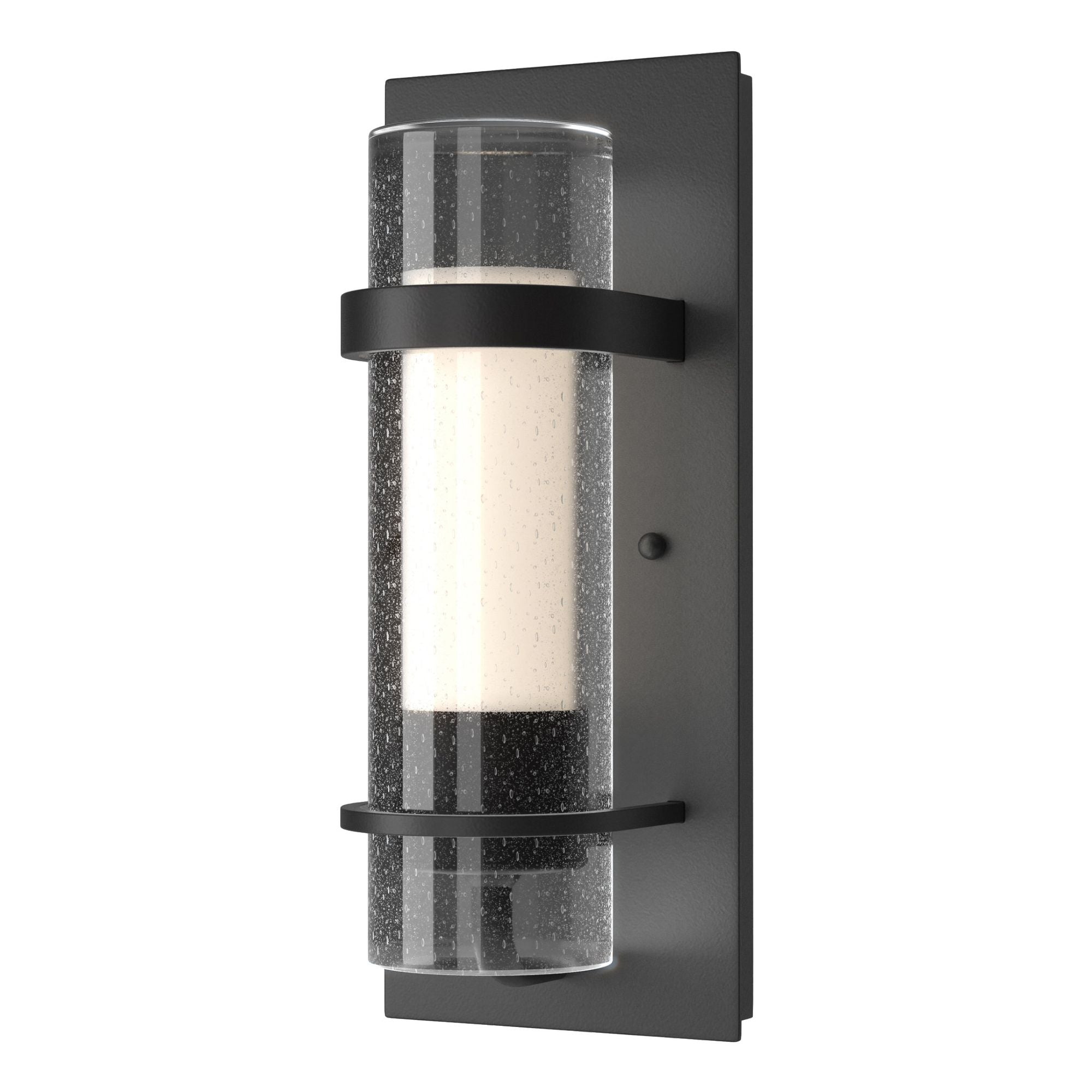 Torch Indoor Sconce 1-Light Seeded Glass with Opal Diffuser (ZS) in Black