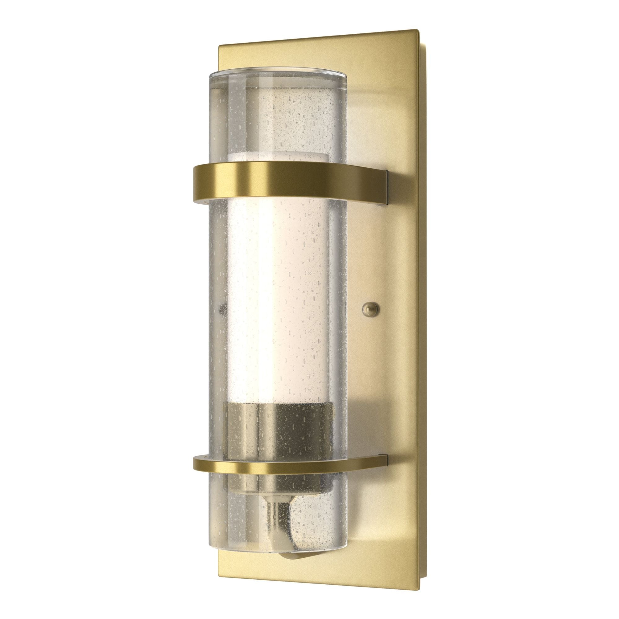 Torch Indoor Sconce 1-Light Seeded Glass with Opal Diffuser (ZS) in Modern Brass