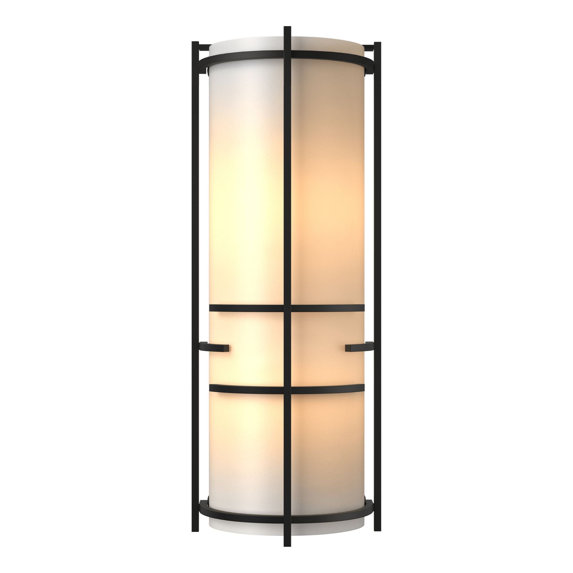 Extended Bars Sconce 2-Light White Art Glass (BB) in Black