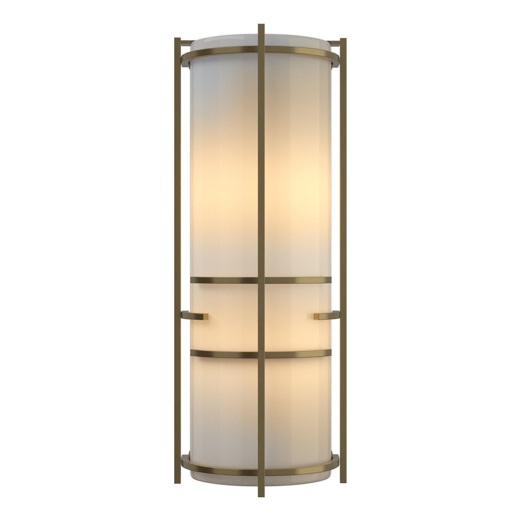 Extended Bars Sconce 2-Light Ivory Art Glass (CC) in Modern Brass