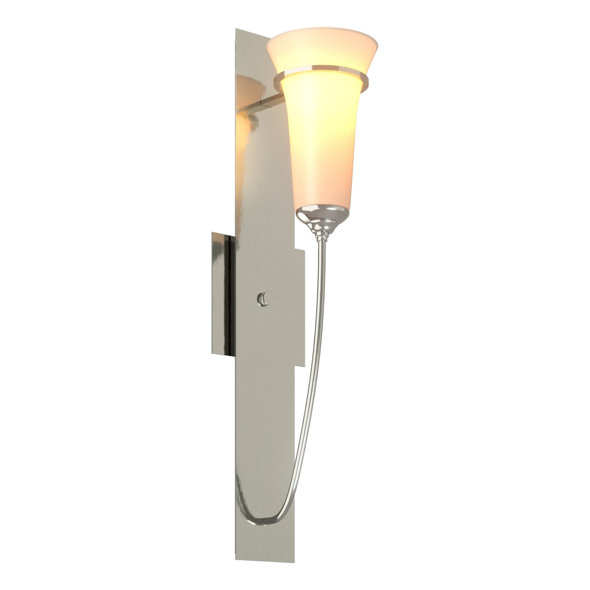 Banded Wall Torch Sconce 1-Light Opal Glass (GG) in Sterling