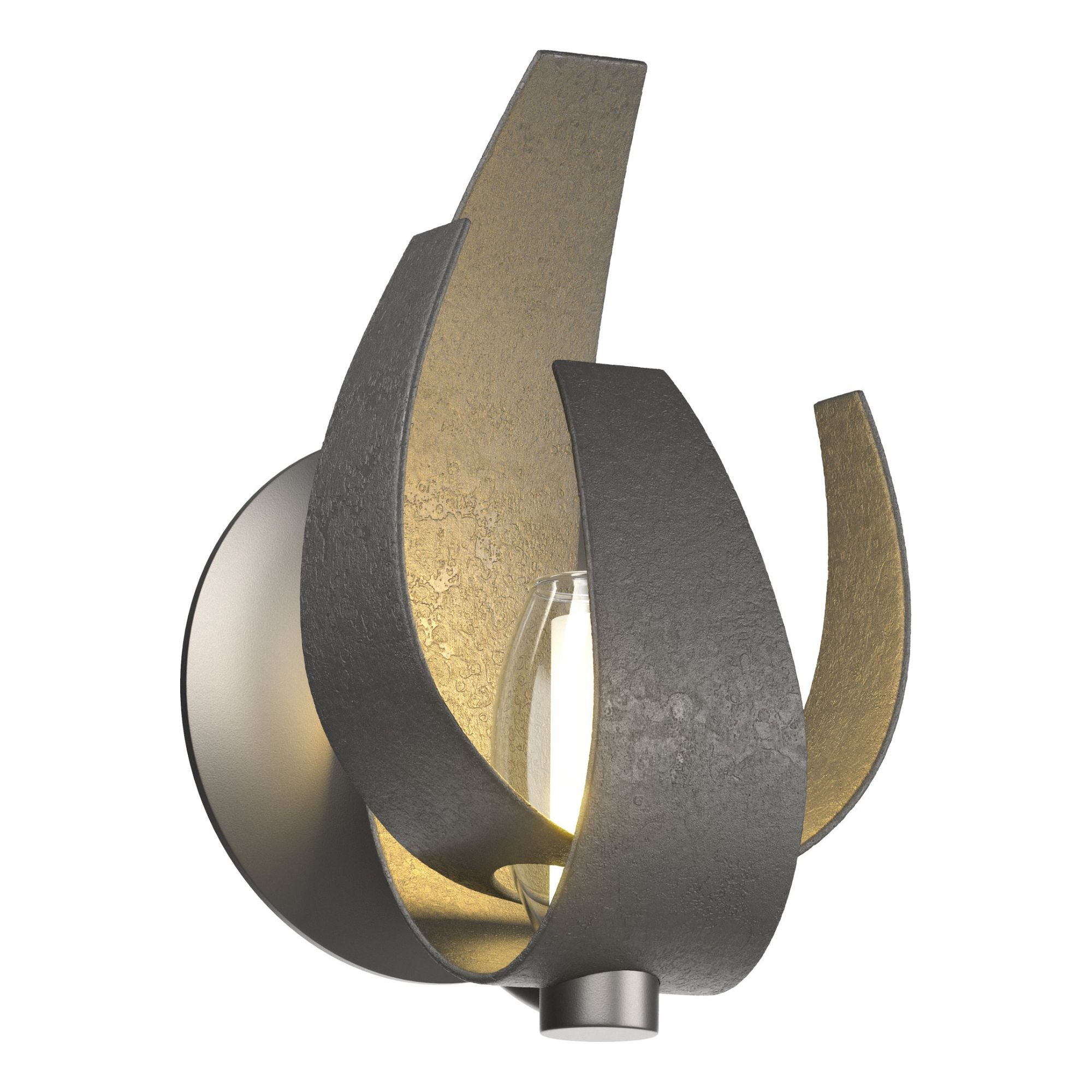 Corona Sconce 1-Light Clear Glass with Frosted Diffuser (YE) in Black