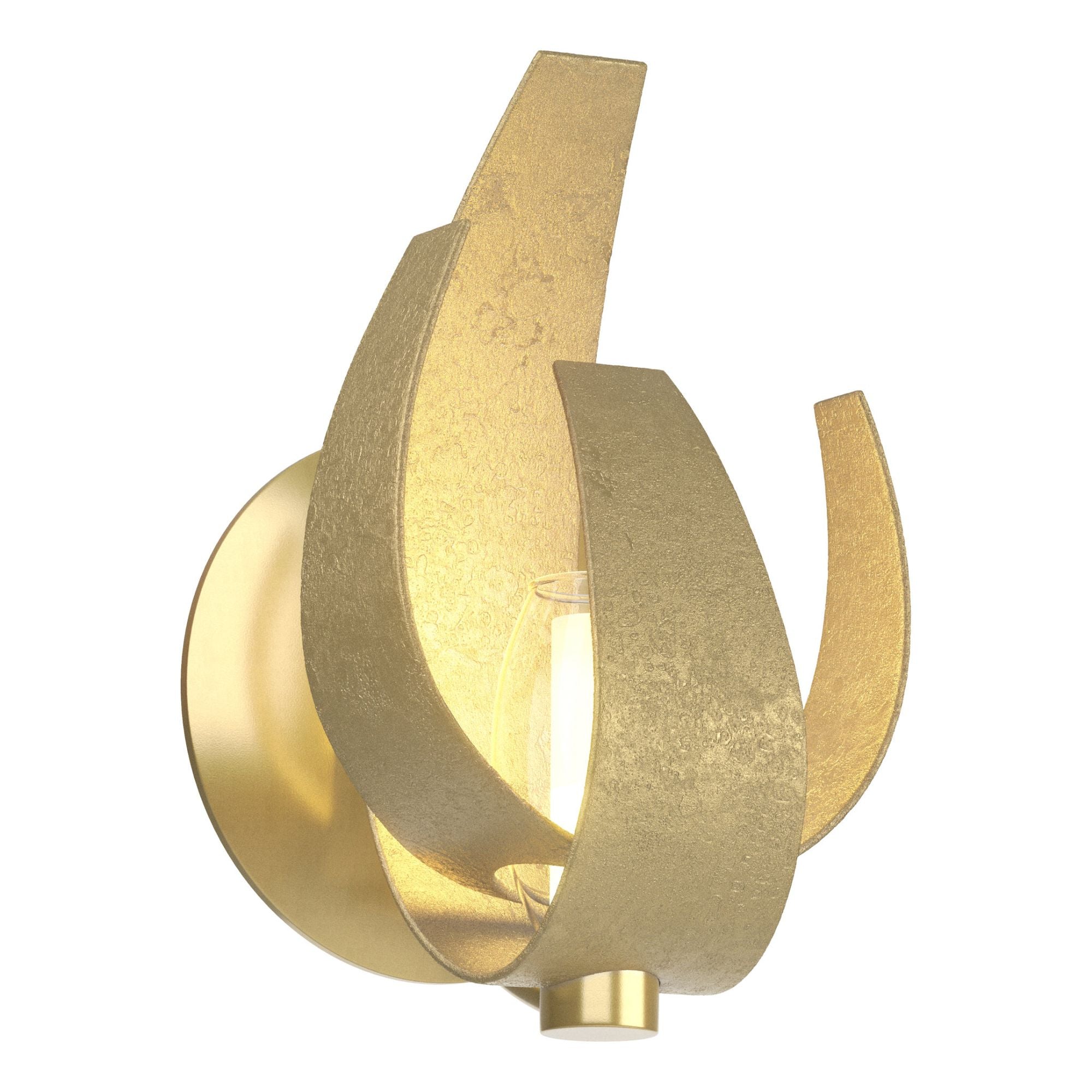 Corona Sconce 1-Light Clear Glass with Frosted Diffuser (YE) in Modern Brass