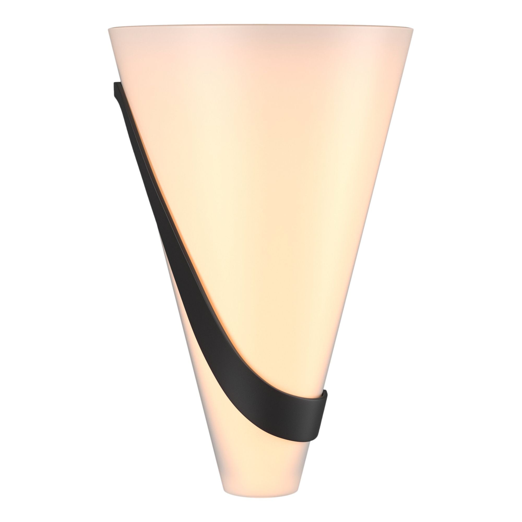 Half Cone Sconce 2-Light Left Facing Opal Glass (GG) in Black