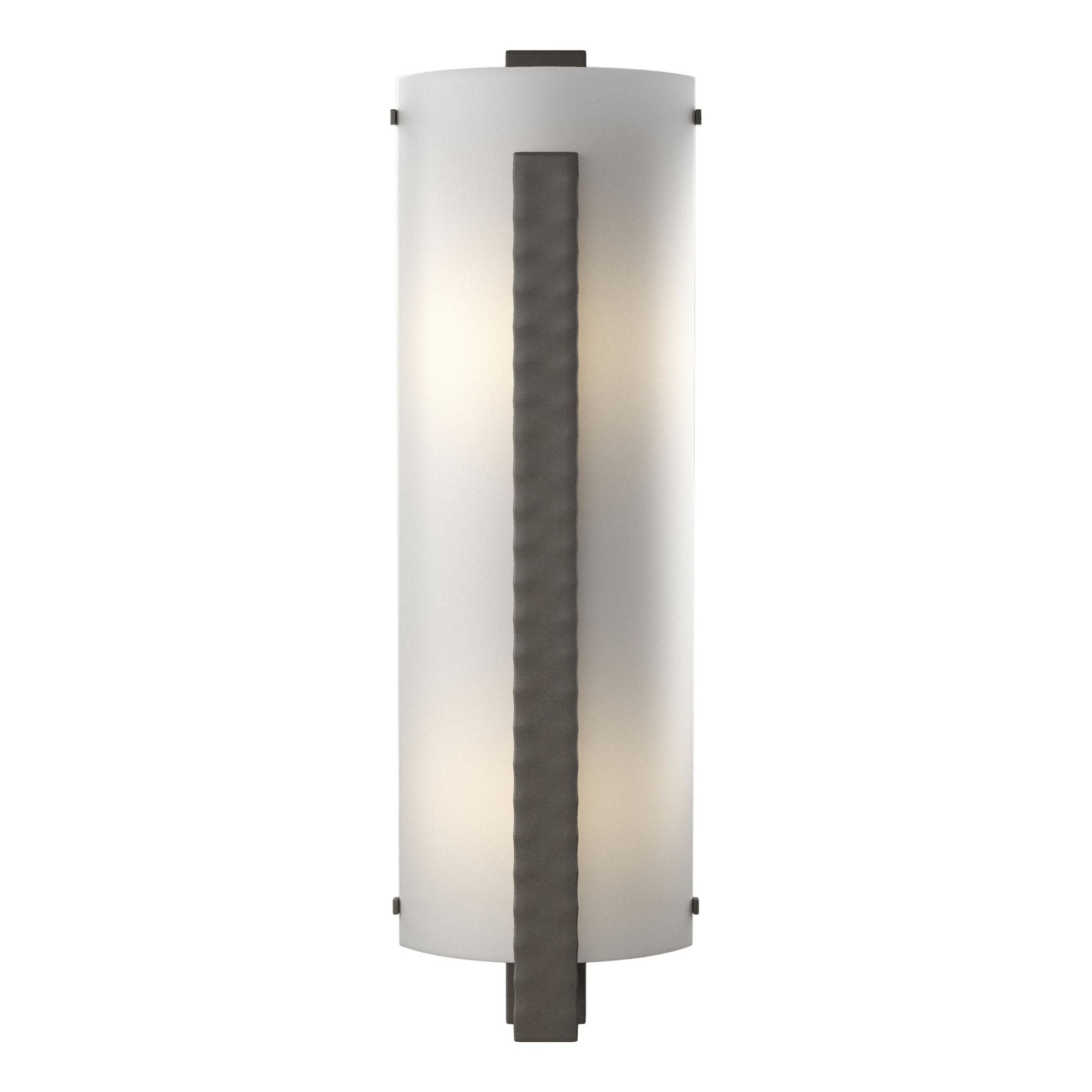 Forged Vertical Bar Large Sconce 2-Light White Art Glass (BB) in Dark Smoke