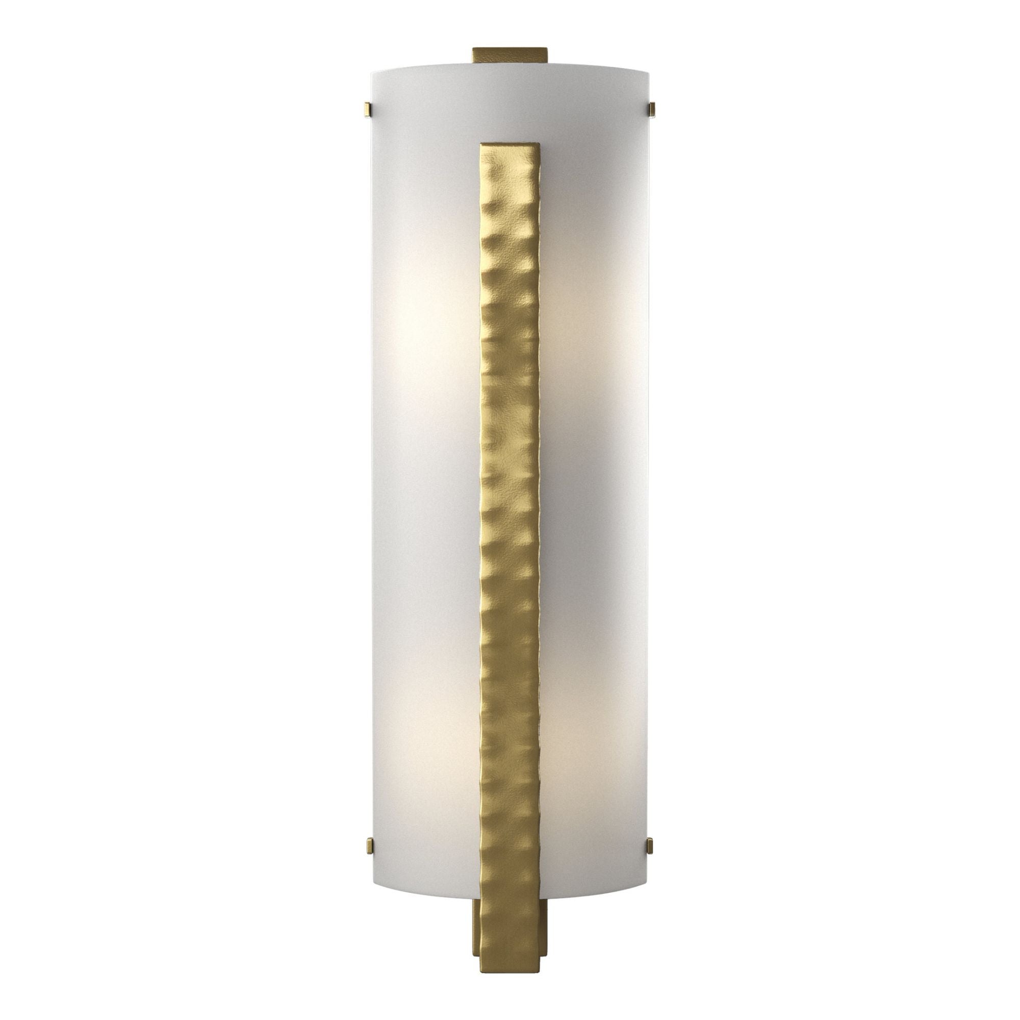 Forged Vertical Bar Large Sconce 2-Light White Art Glass (BB) in Modern Brass