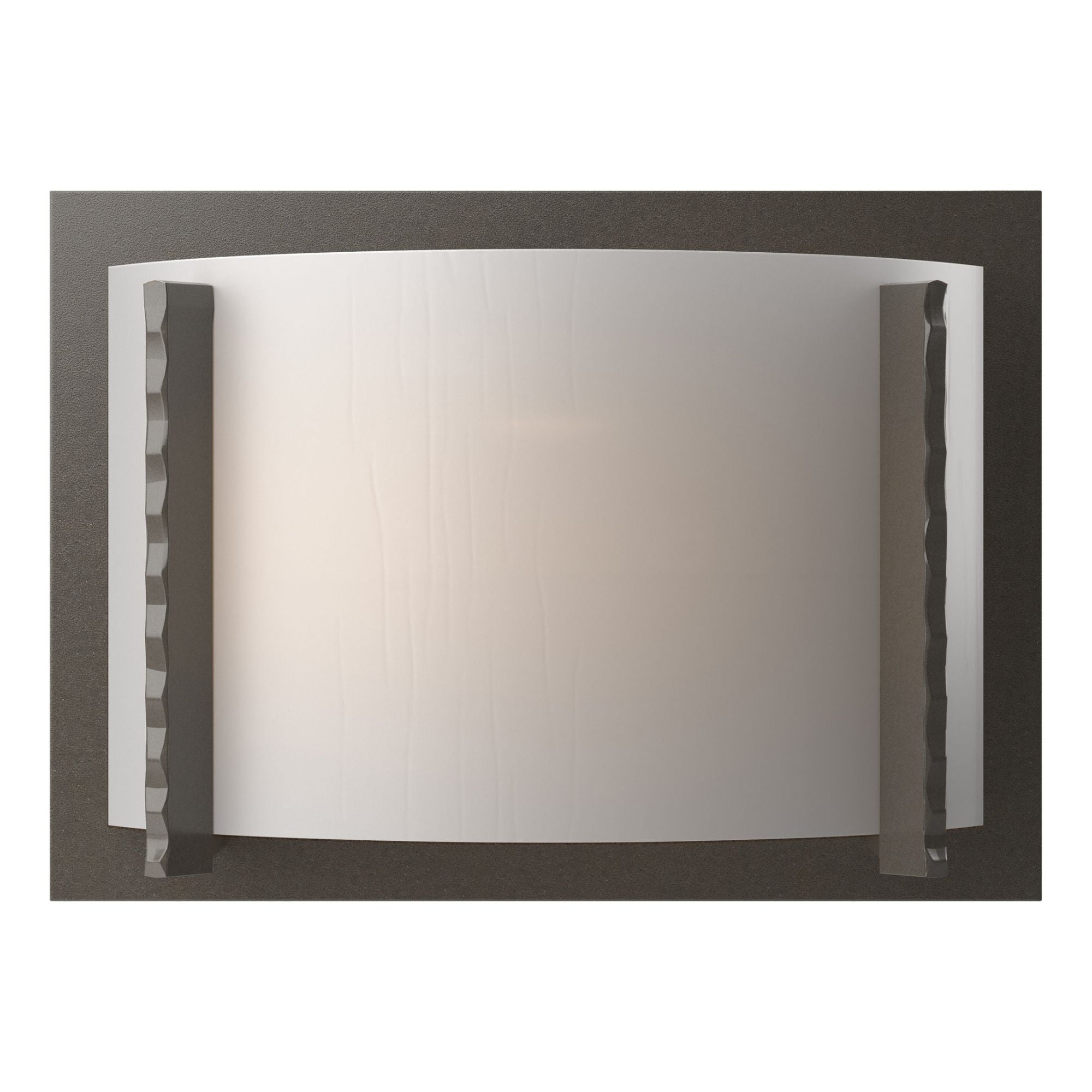 Forged Vertical Bars Sconce 1-Light White Art Glass (BB) in Dark Smoke