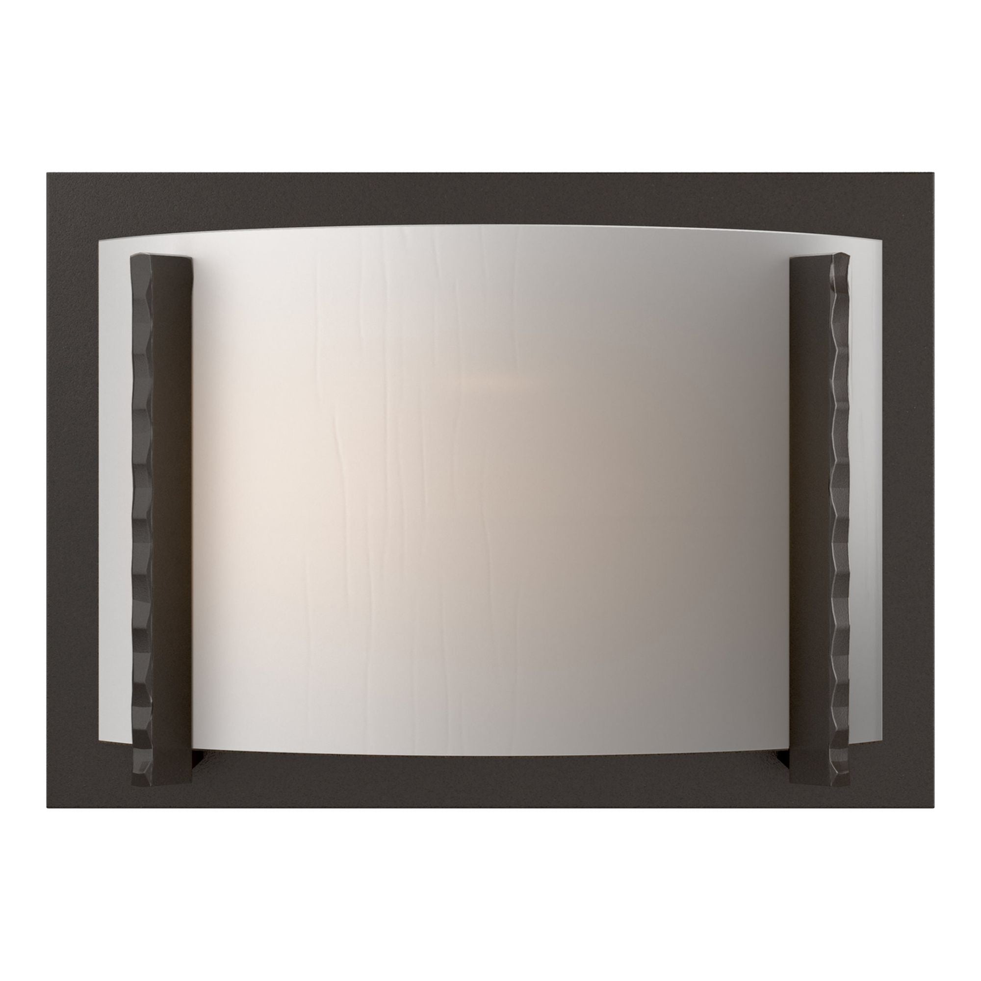 Forged Vertical Bars Sconce 1-Light White Art Glass (BB) in Oil Rubbed Bronze