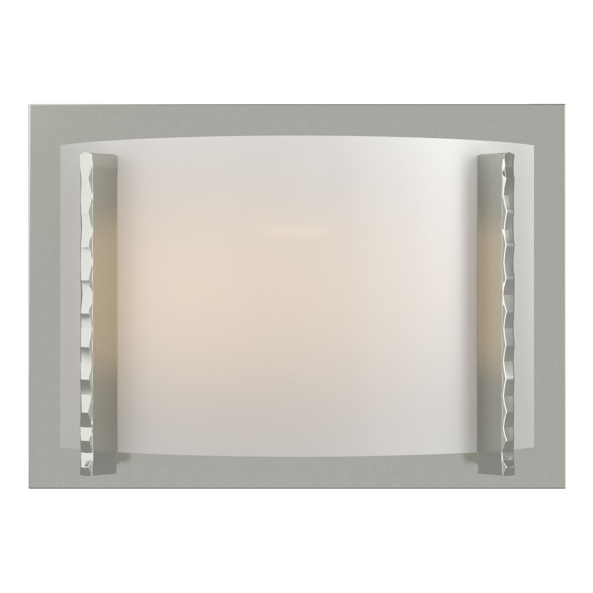 Forged Vertical Bars Sconce 1-Light White Art Glass (BB) in Sterling