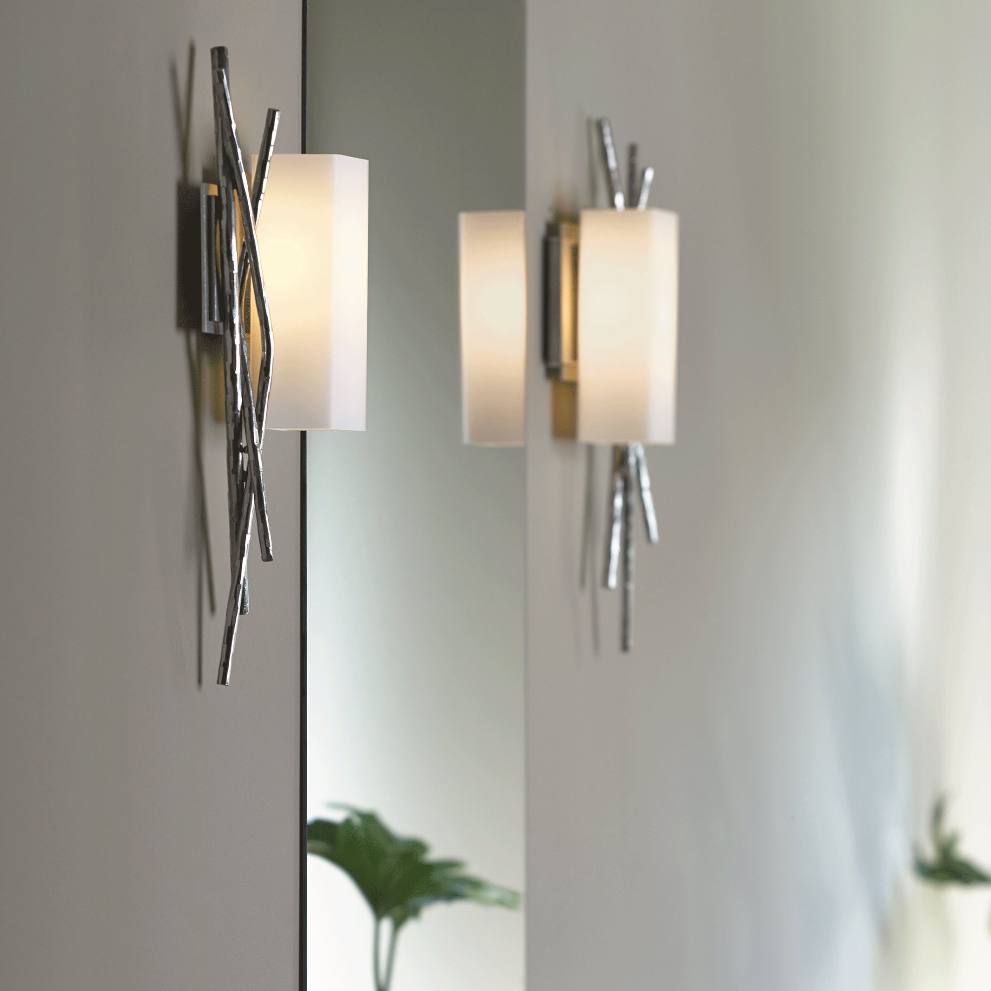 Brindille Sconce 1-Light Right Facing Opal Glass (GG) in Sterling