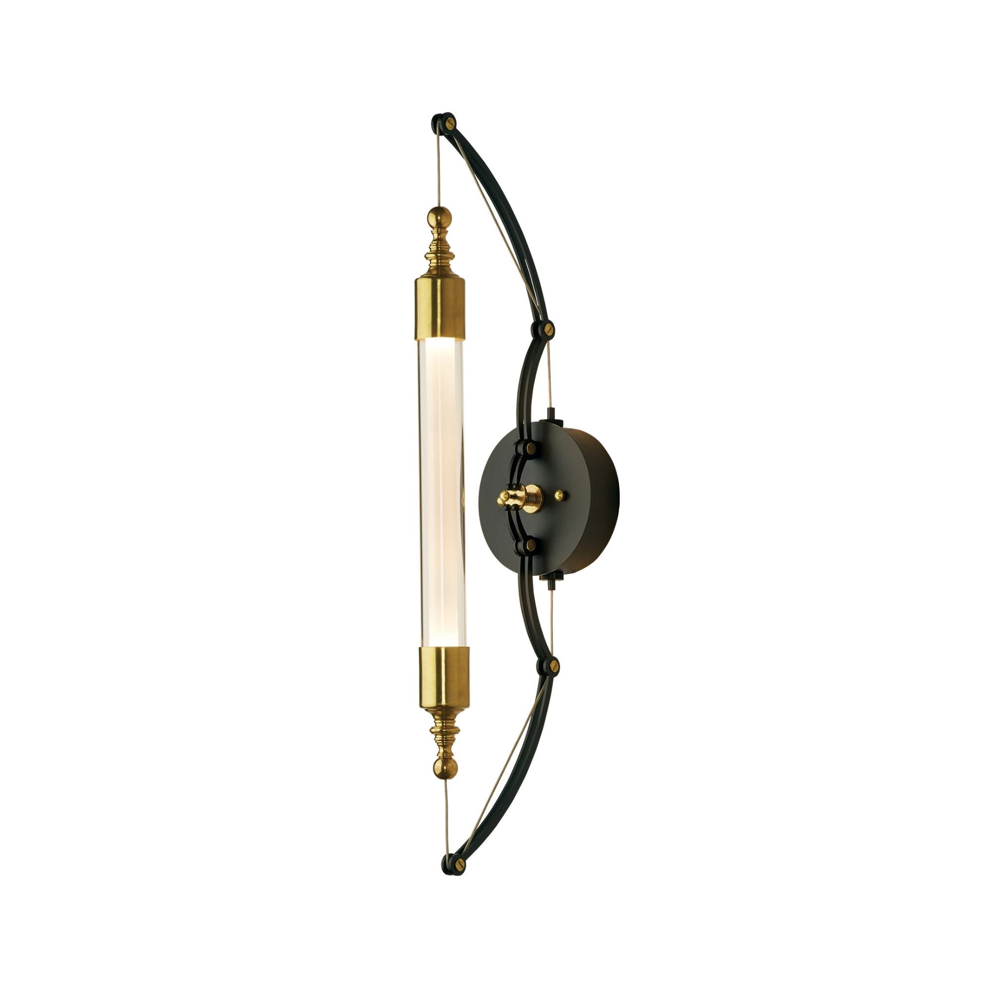 Otto Sconce 2-Light Clear Glass with Frosted Diffuser (YE) in Black with Brass Accents