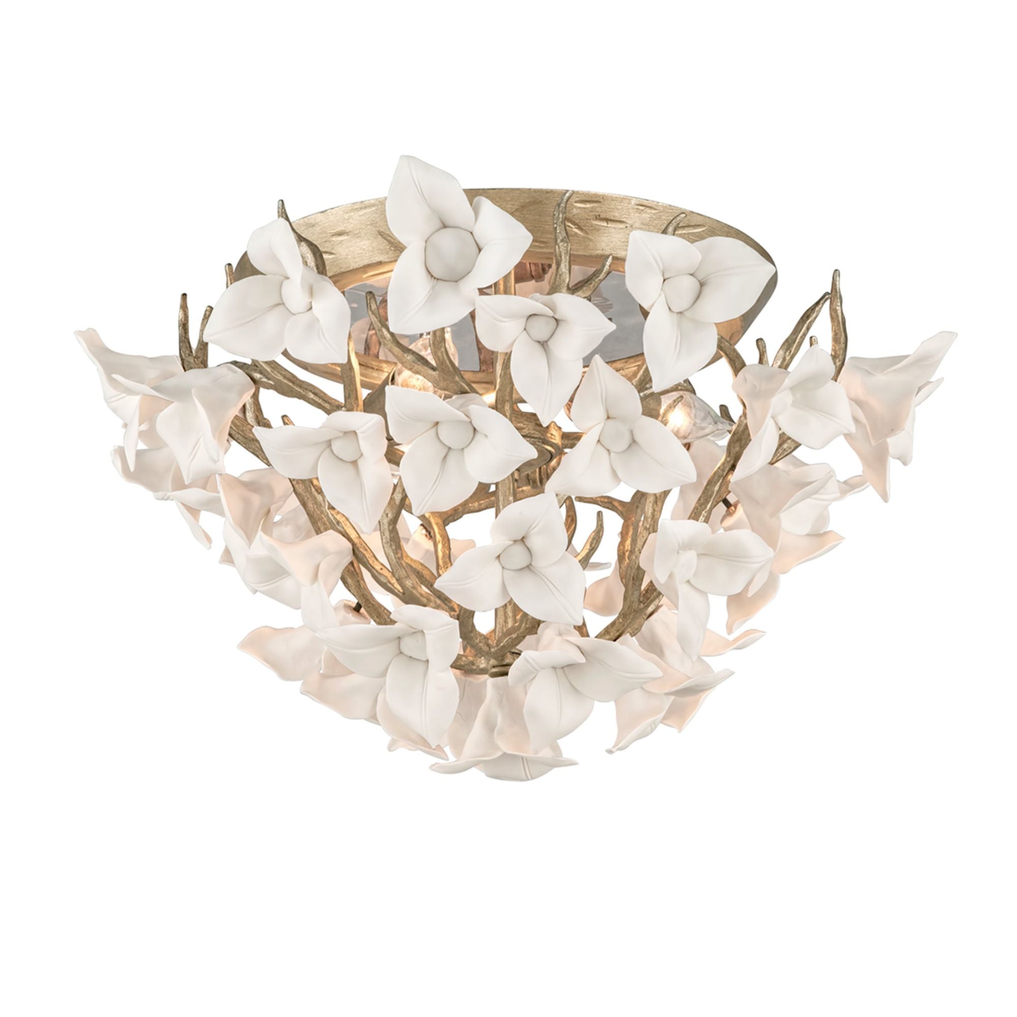 Lily 3-Light Flush Mount in Stria Gold Leaf 18.25W x 12.5H