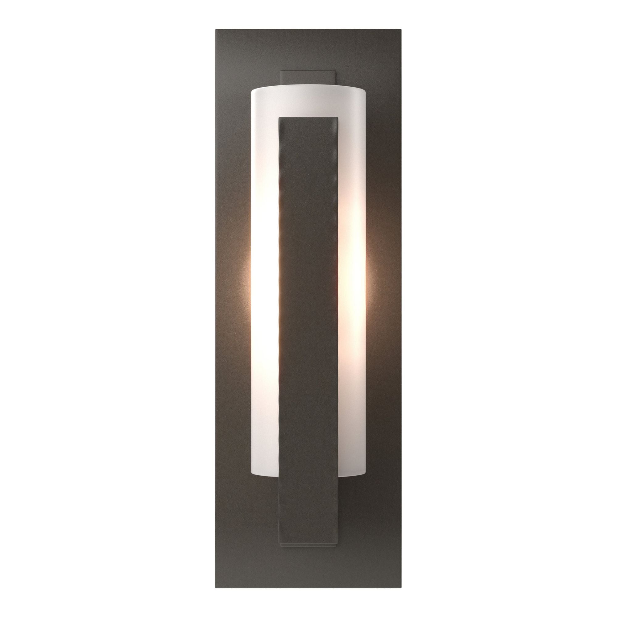 Forged Vertical Bar Sconce - Steel Backplate 1-Light Opal Glass (GG) in Dark Smoke