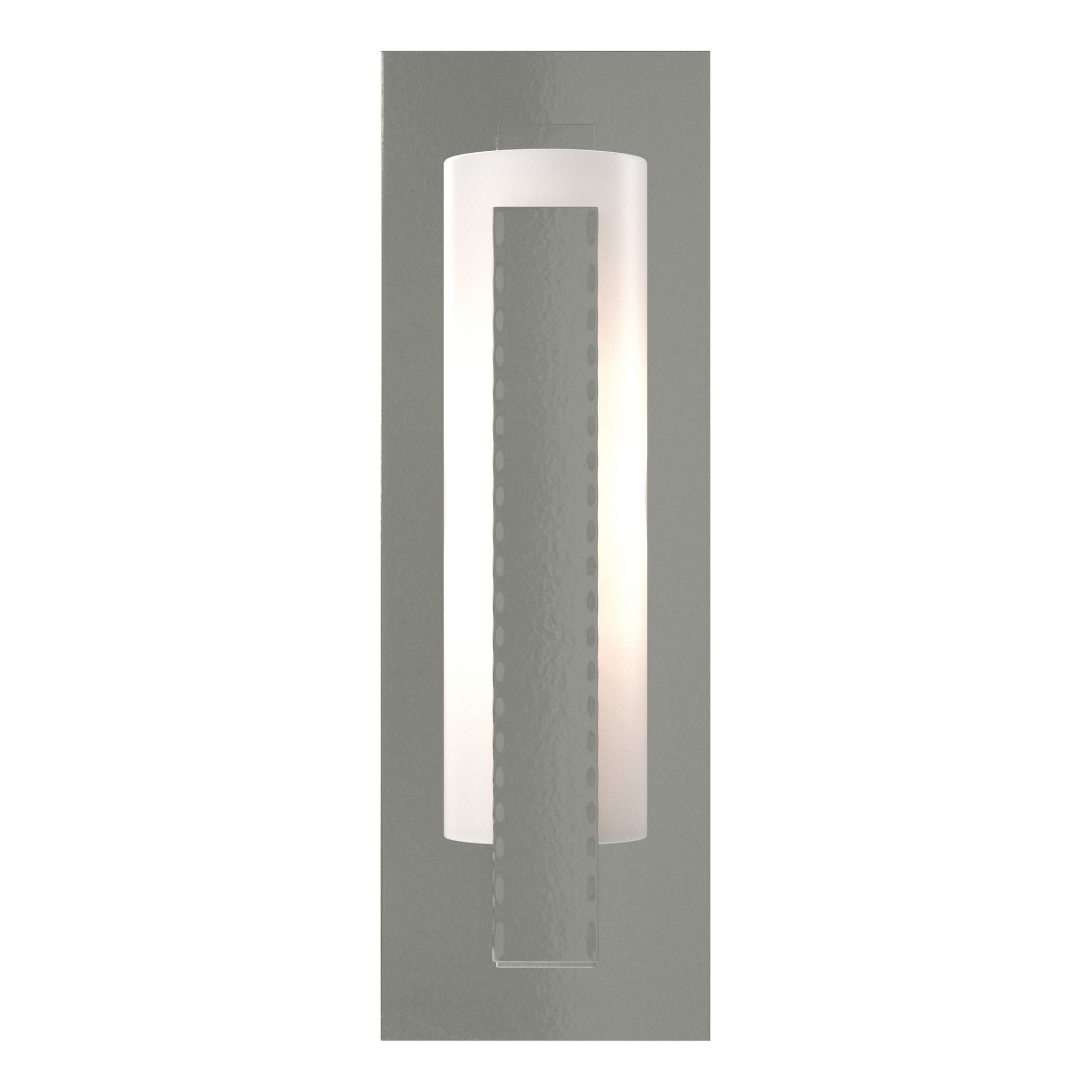 Forged Vertical Bar Sconce - Steel Backplate 1-Light Opal Glass (GG) in Sterling