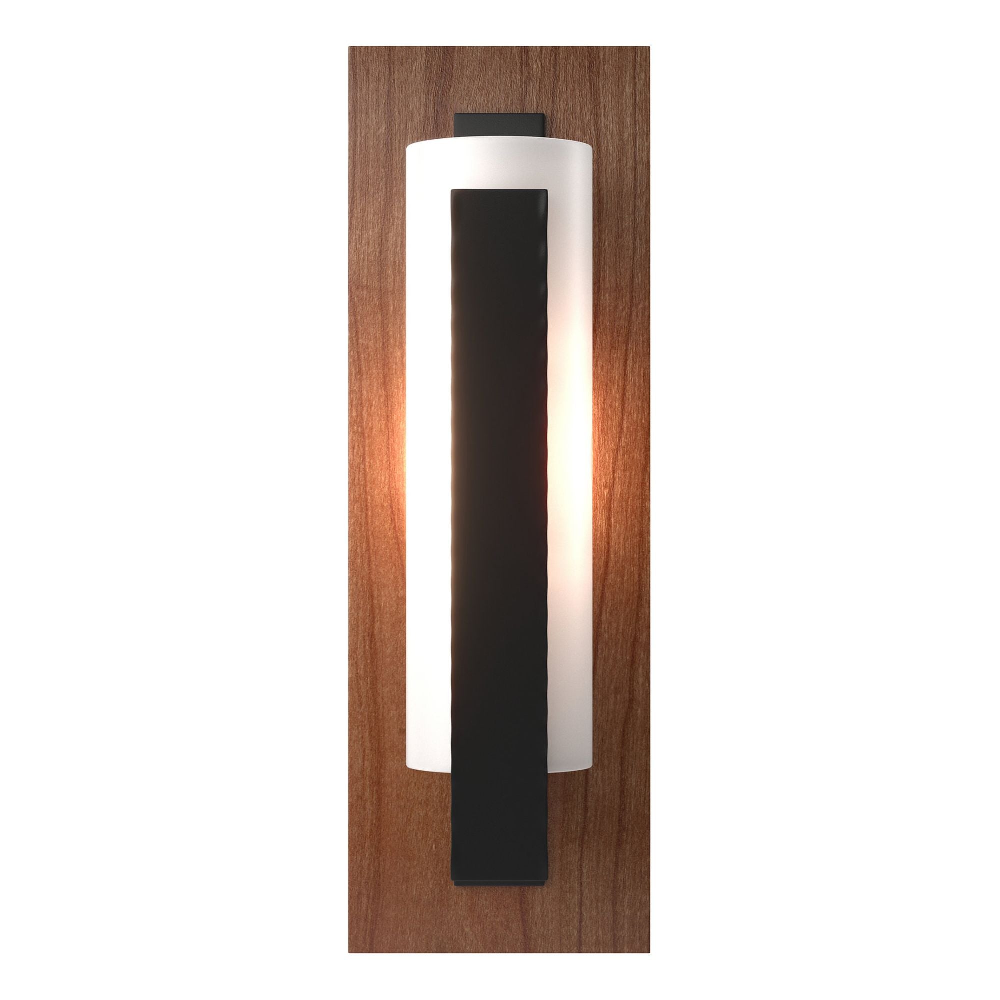 Forged Vertical Bar Sconce - Cherry or Copper Backplate 1-Light Cherry Opal Glass (GG) in Black