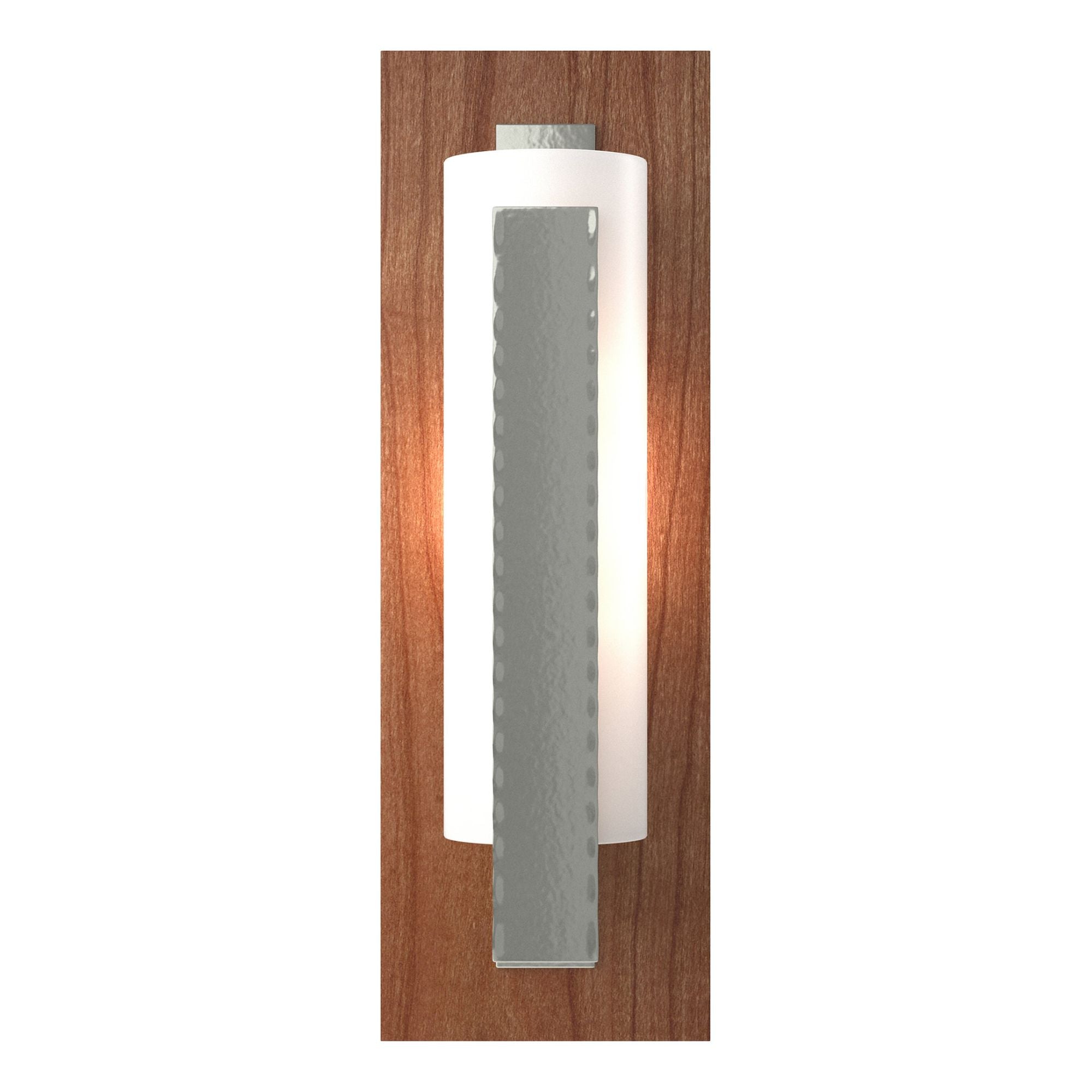 Forged Vertical Bar Sconce - Cherry or Copper Backplate 1-Light Cherry Opal Glass (GG) in Sterling
