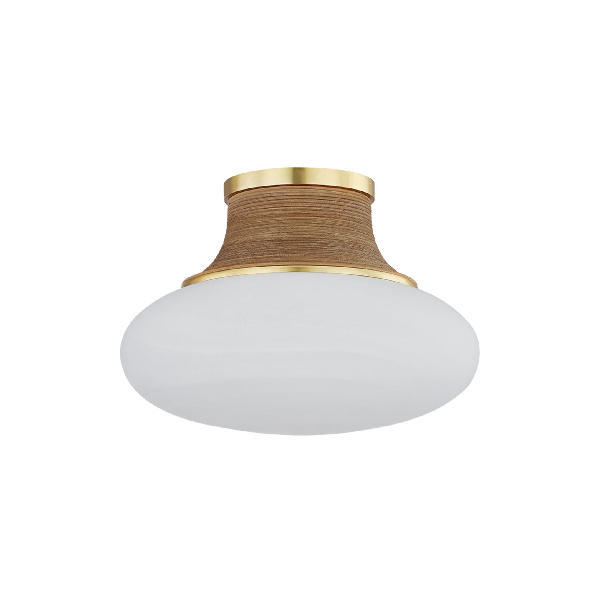 Pearl River 1-Light Flush Mount in Aged Brass 11W x 7.75H