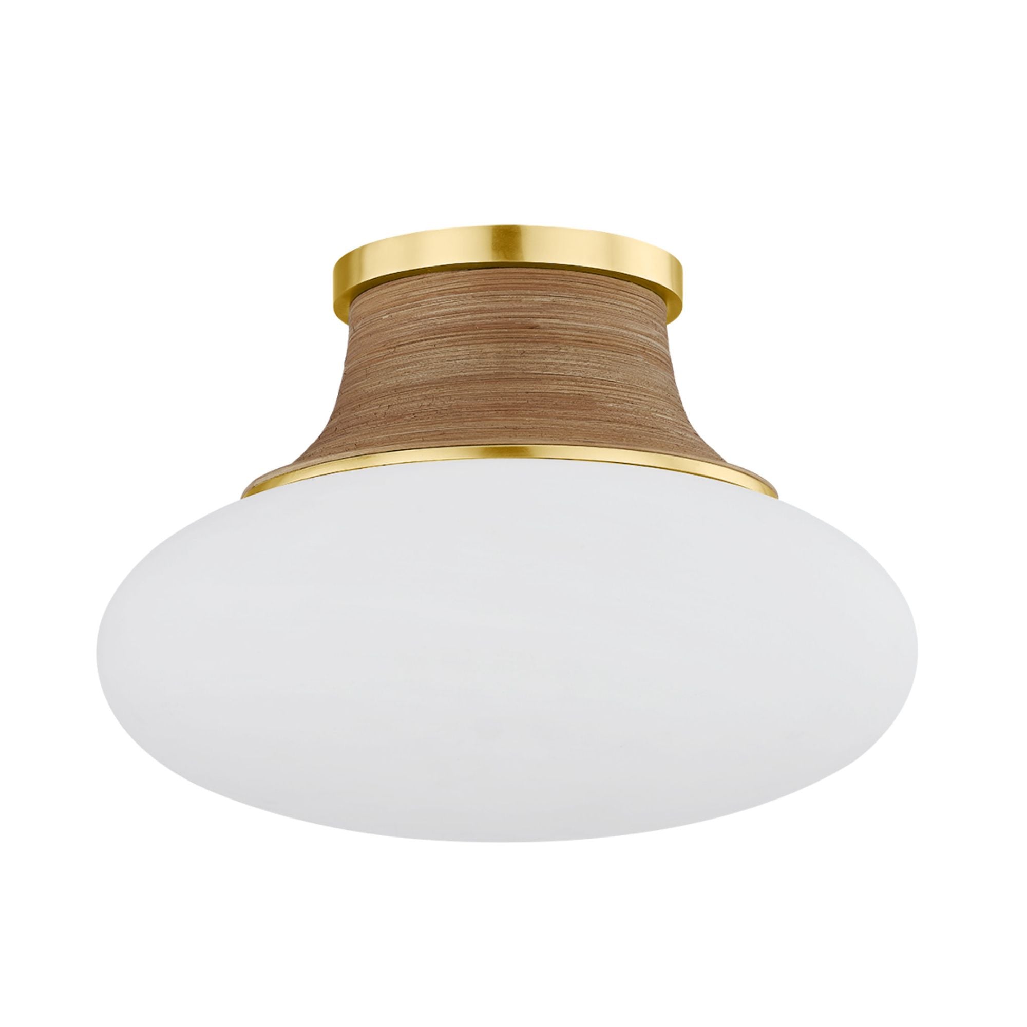 Pearl River 1-Light Flush Mount in Aged Brass 15W x 10.25H