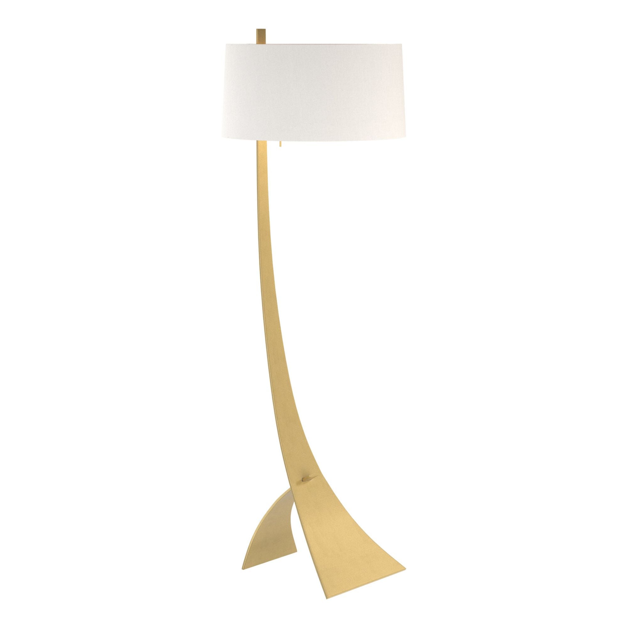 Stasis Floor Lamp 1-Light Natural Anna Shade (SF) in Modern Brass - Center Dimmer