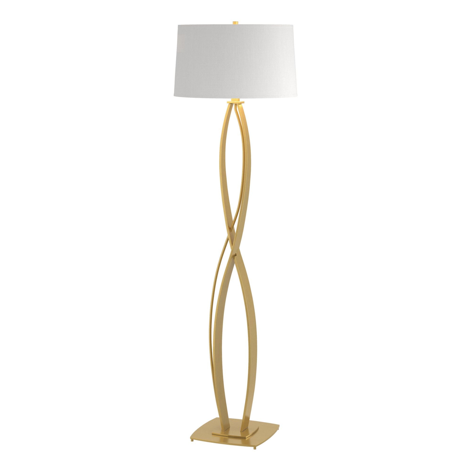 Almost Infinity Floor Lamp 1-Light Natural Anna Shade (SF) in Modern Brass - Dimmer on Socket