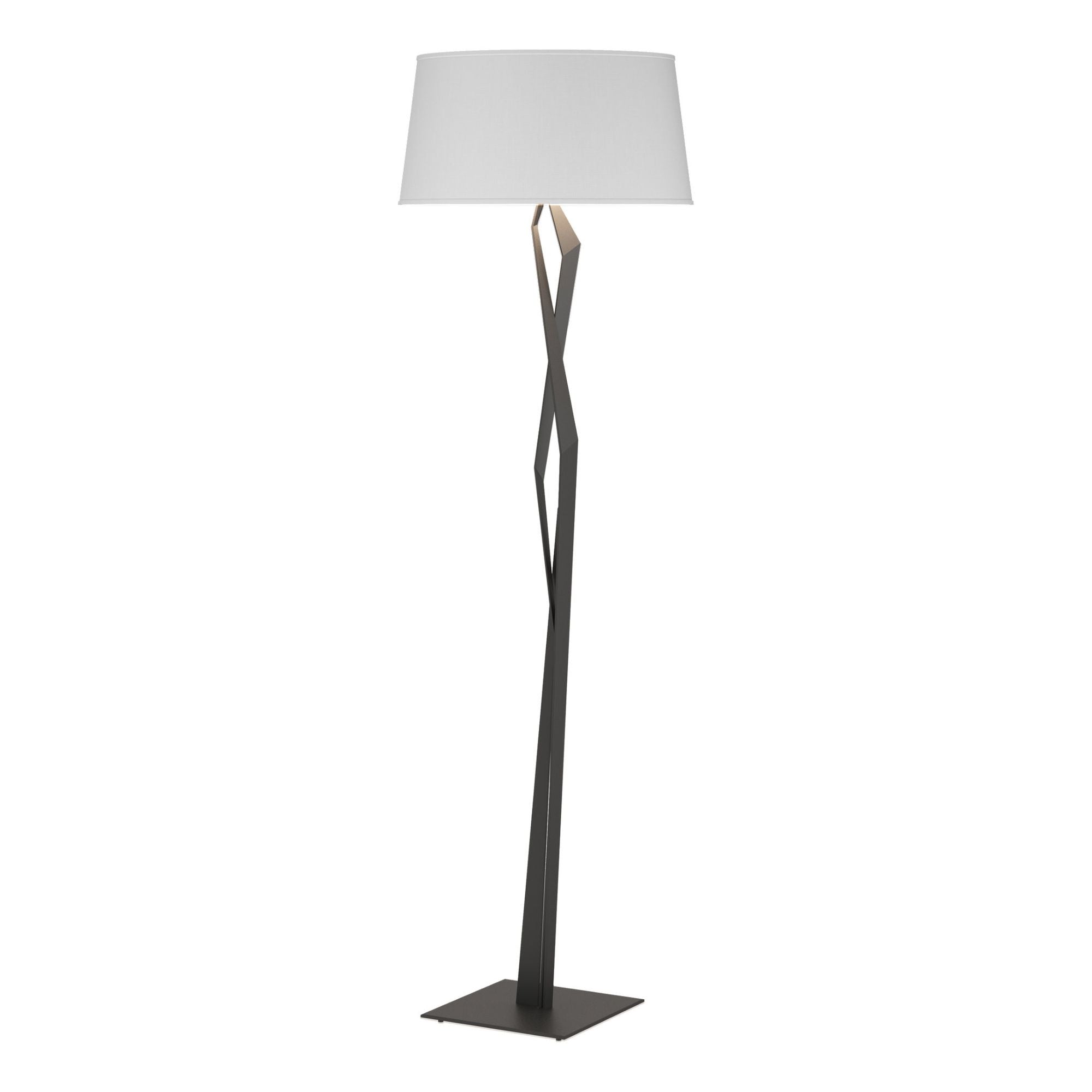 Facet Floor Lamp 1-Light Natural Anna Shade (SF) in Black - On Socket