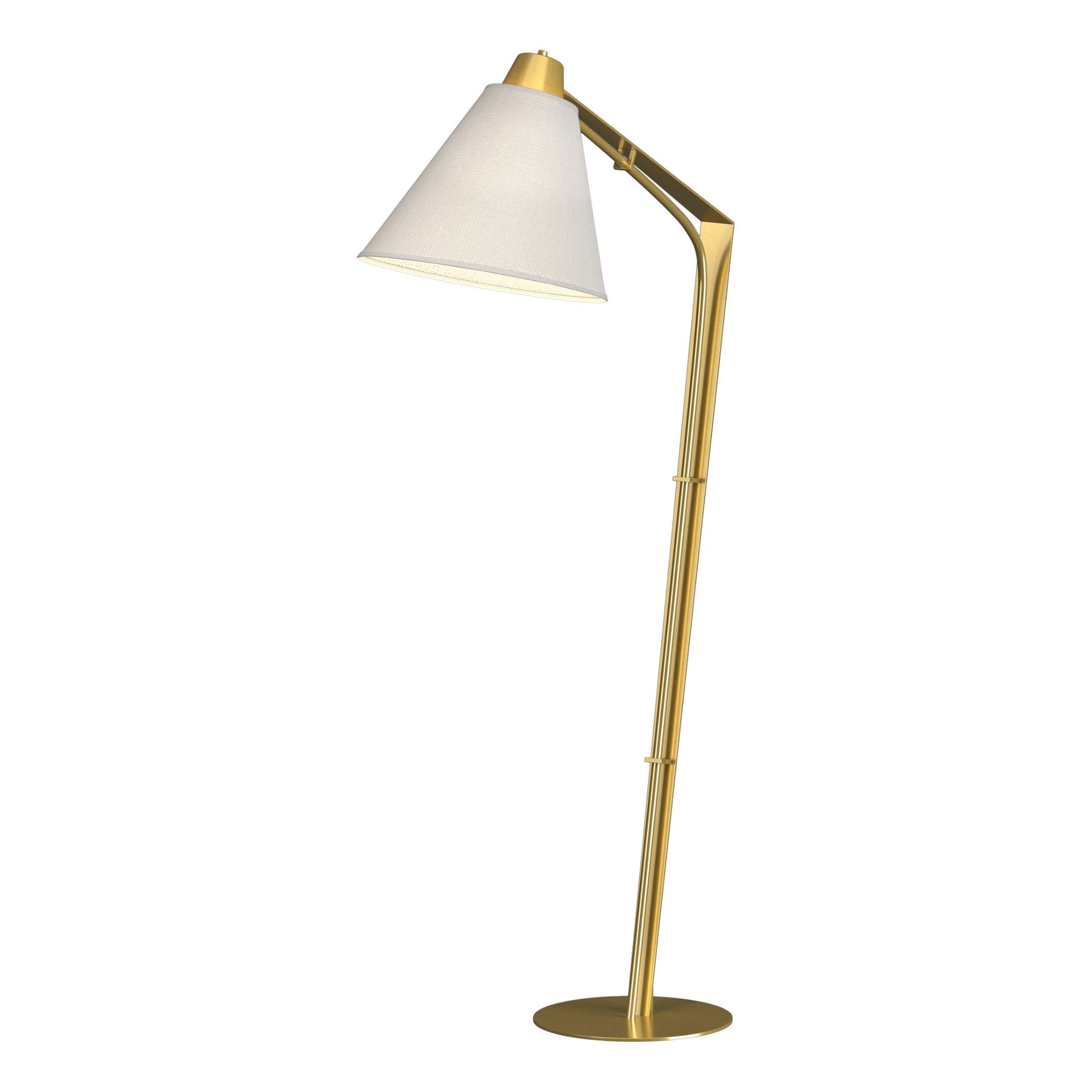 Reach Floor Lamp 1-Light Natural Anna Shade (SF) in Modern Brass - Dimmer on Socket