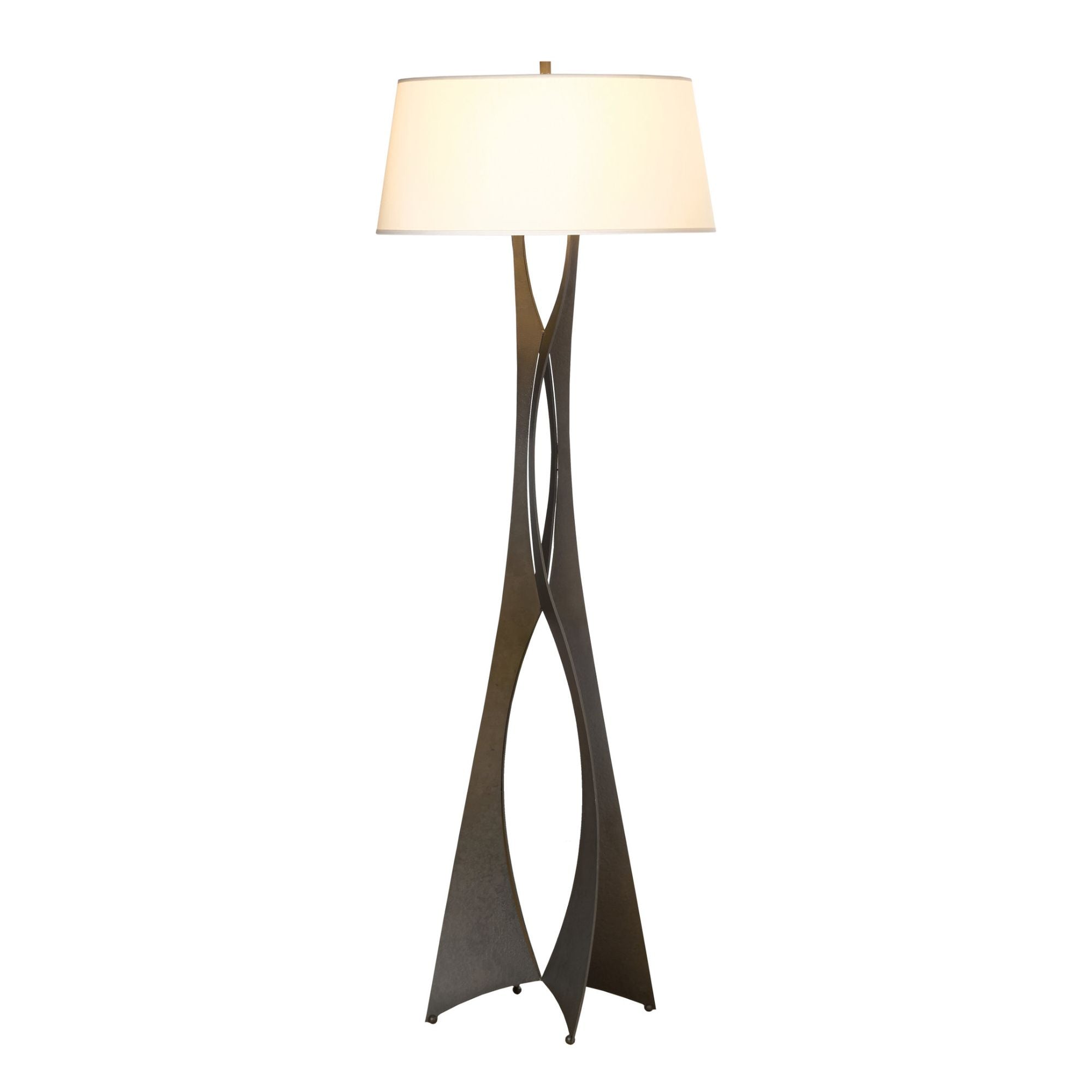 Moreau Floor Lamp 1-Light Natural Anna Shade (SF) in Dark Smoke - Dimmer on Socket
