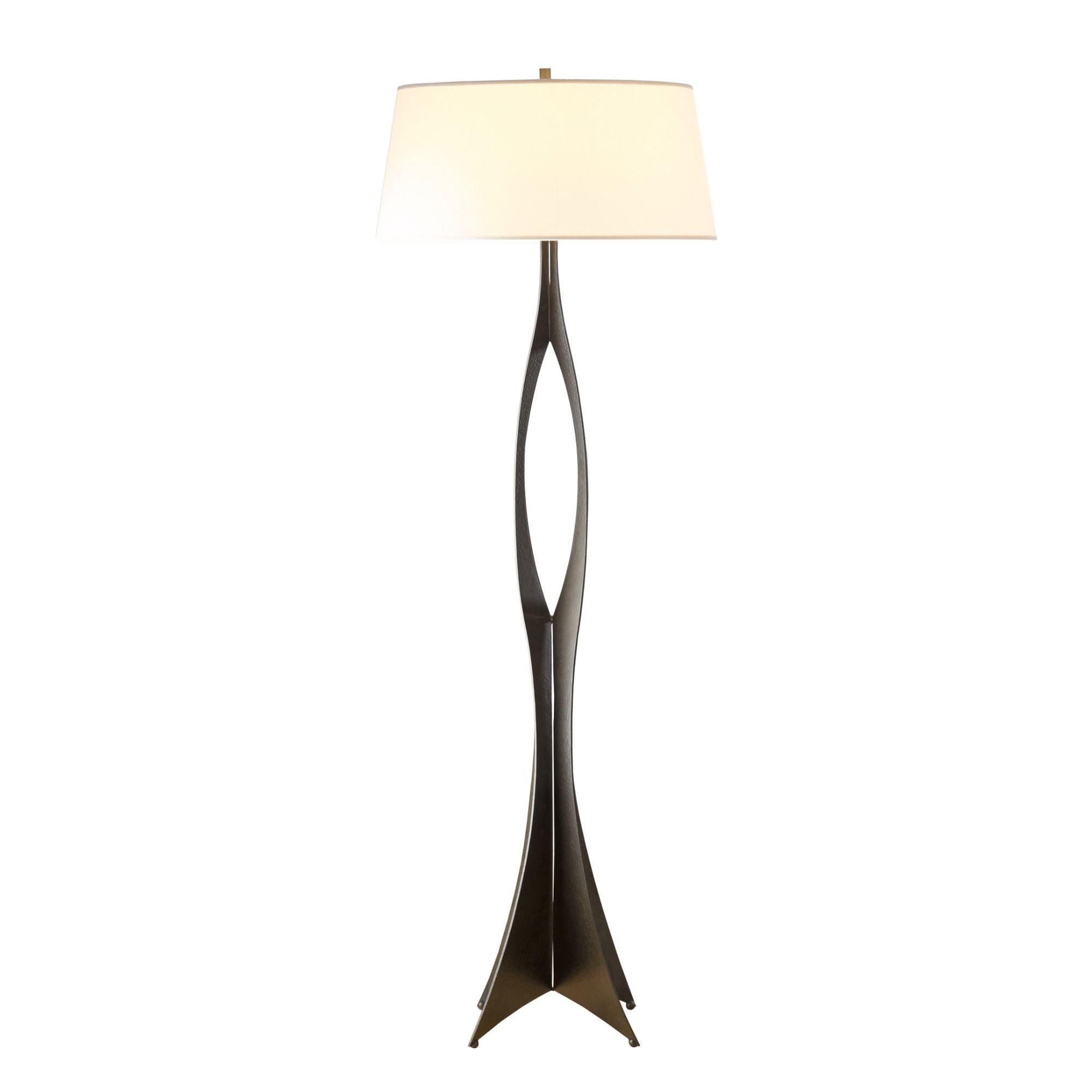 Moreau Floor Lamp 1-Light Natural Anna Shade (SF) in Dark Smoke - Dimmer on Socket