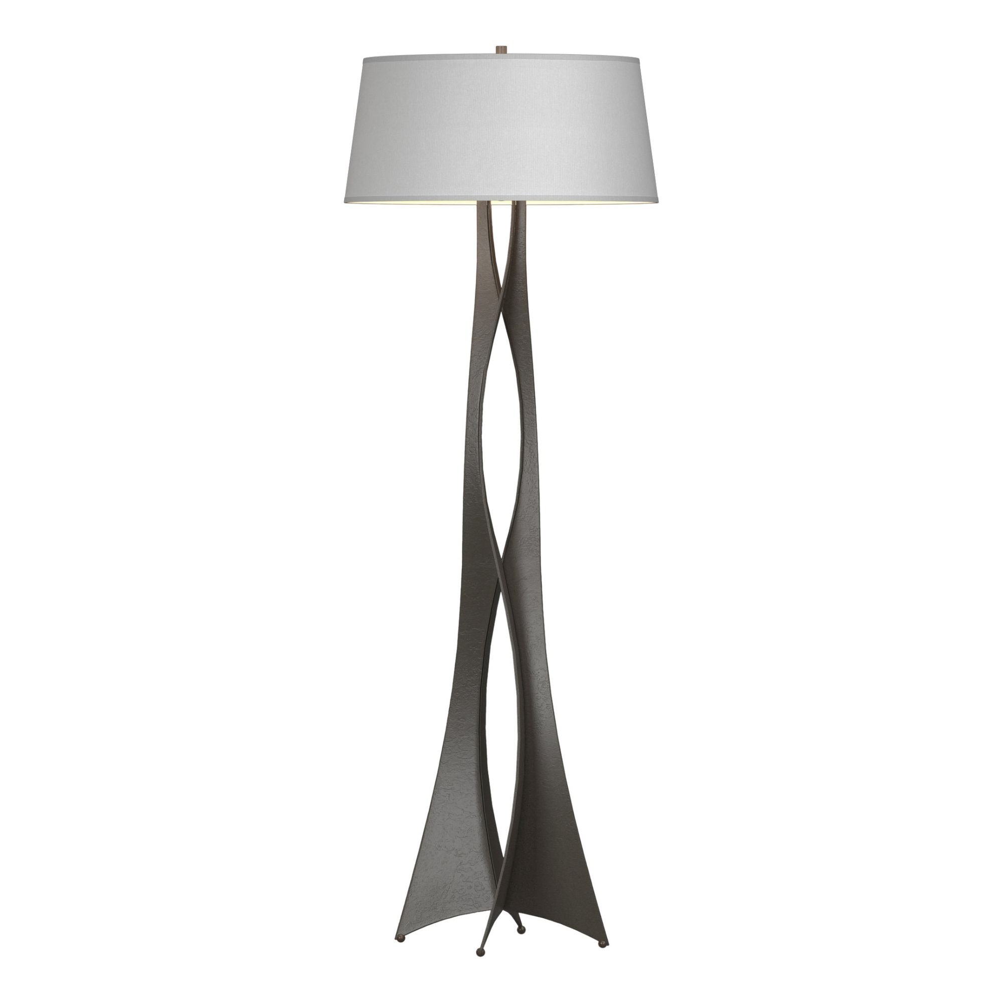 Moreau Floor Lamp 1-Light Natural Anna Shade (SF) in Dark Smoke - Dimmer on Socket