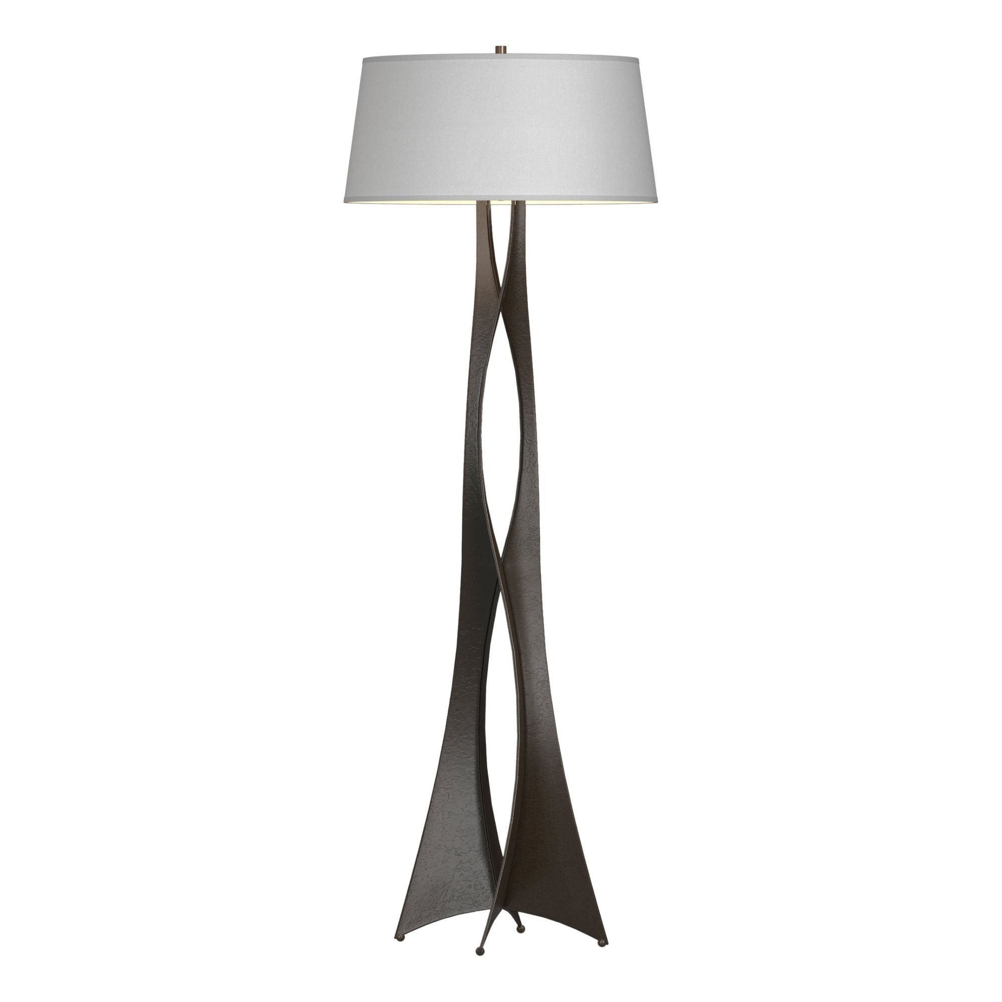 Moreau Floor Lamp 1-Light Natural Anna Shade (SF) in Oil Rubbed Bronze - Dimmer on Socket