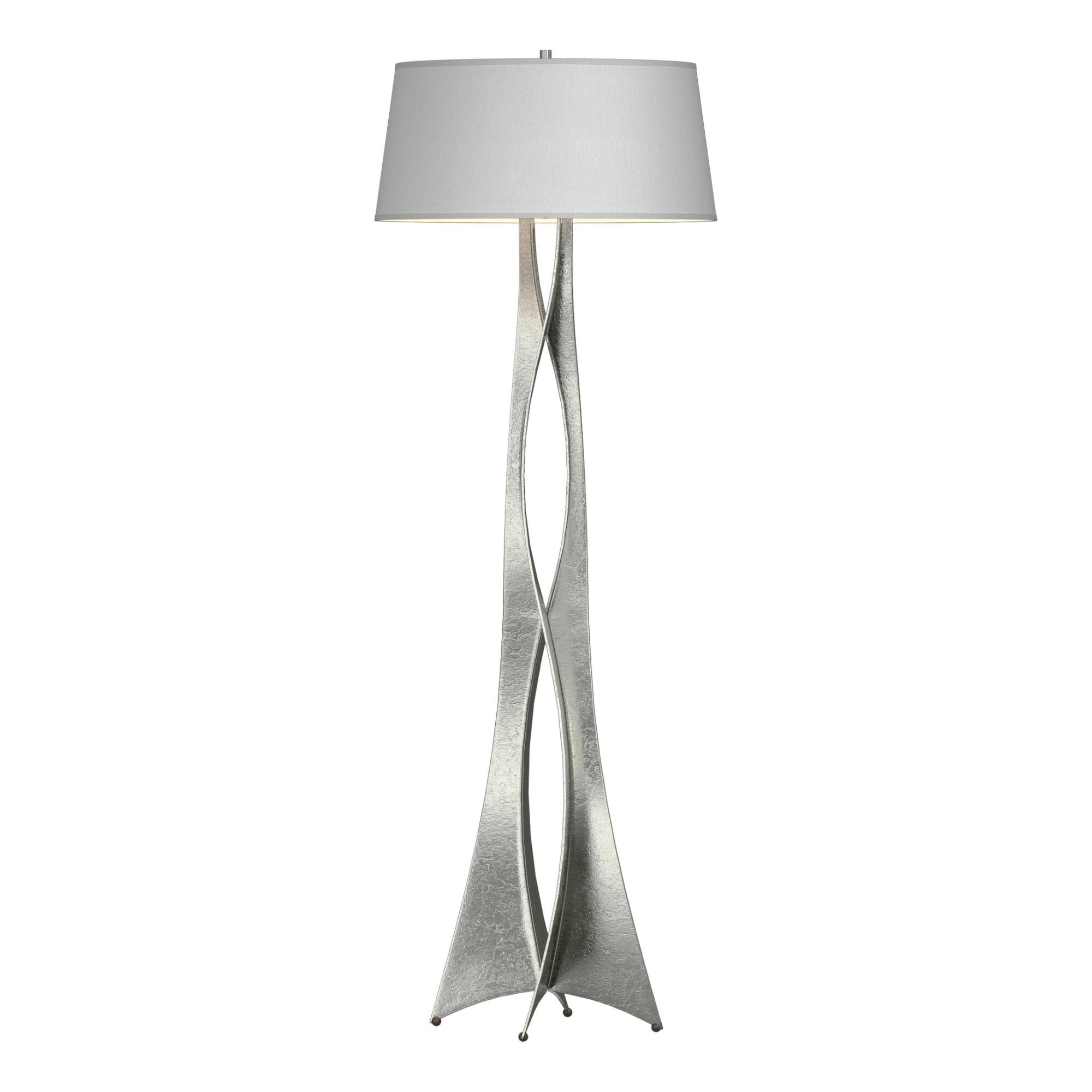 Moreau Floor Lamp 1-Light Natural Anna Shade (SF) in Sterling - Dimmer on Socket