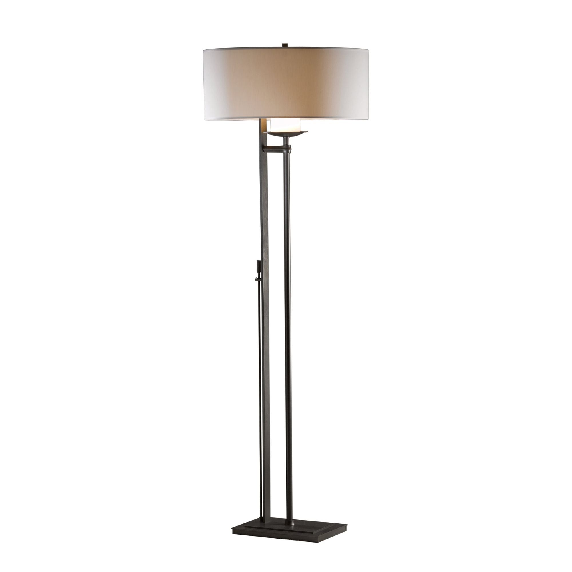 Rook Floor Lamp 1-Light Natural Anna Shade (SF) in Dark Smoke - Dimmer on Base