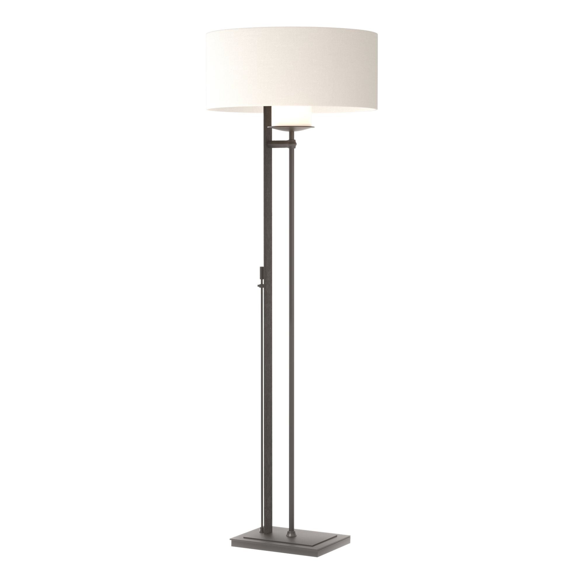 Rook Floor Lamp 1-Light Natural Anna Shade (SF) in Black - Dimmer on Base