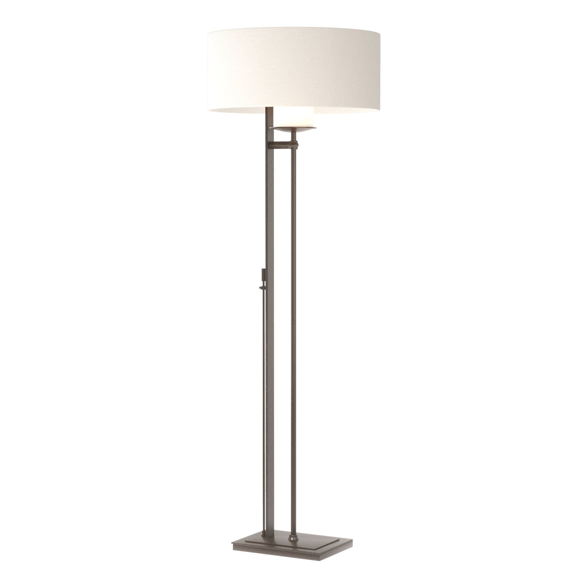 Rook Floor Lamp 1-Light Natural Anna Shade (SF) in Oil Rubbed Bronze - Dimmer on Base