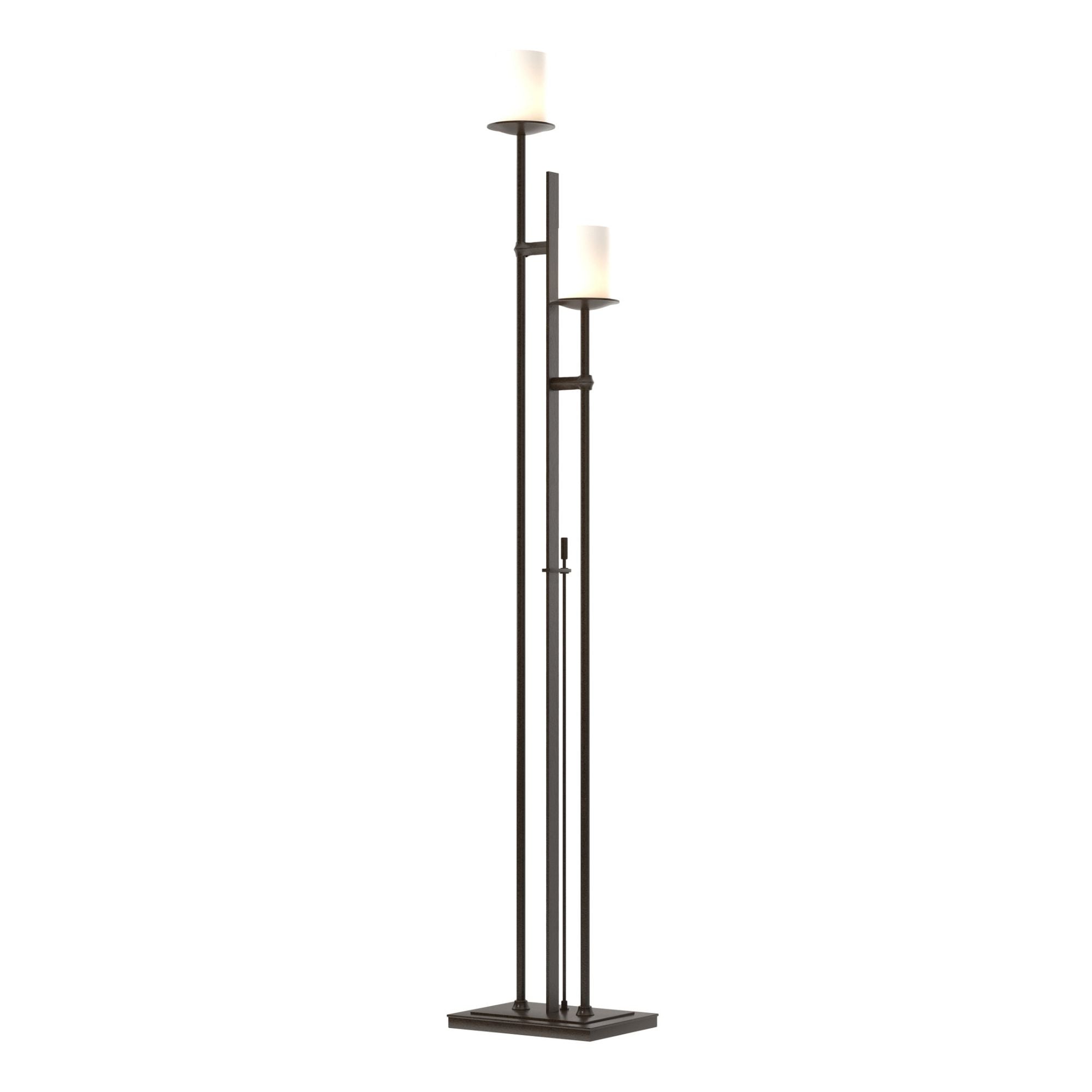 Rook Twin Floor Lamp 2-Light Opal Glass (GG) in Oil Rubbed Bronze - Dimmer on Base