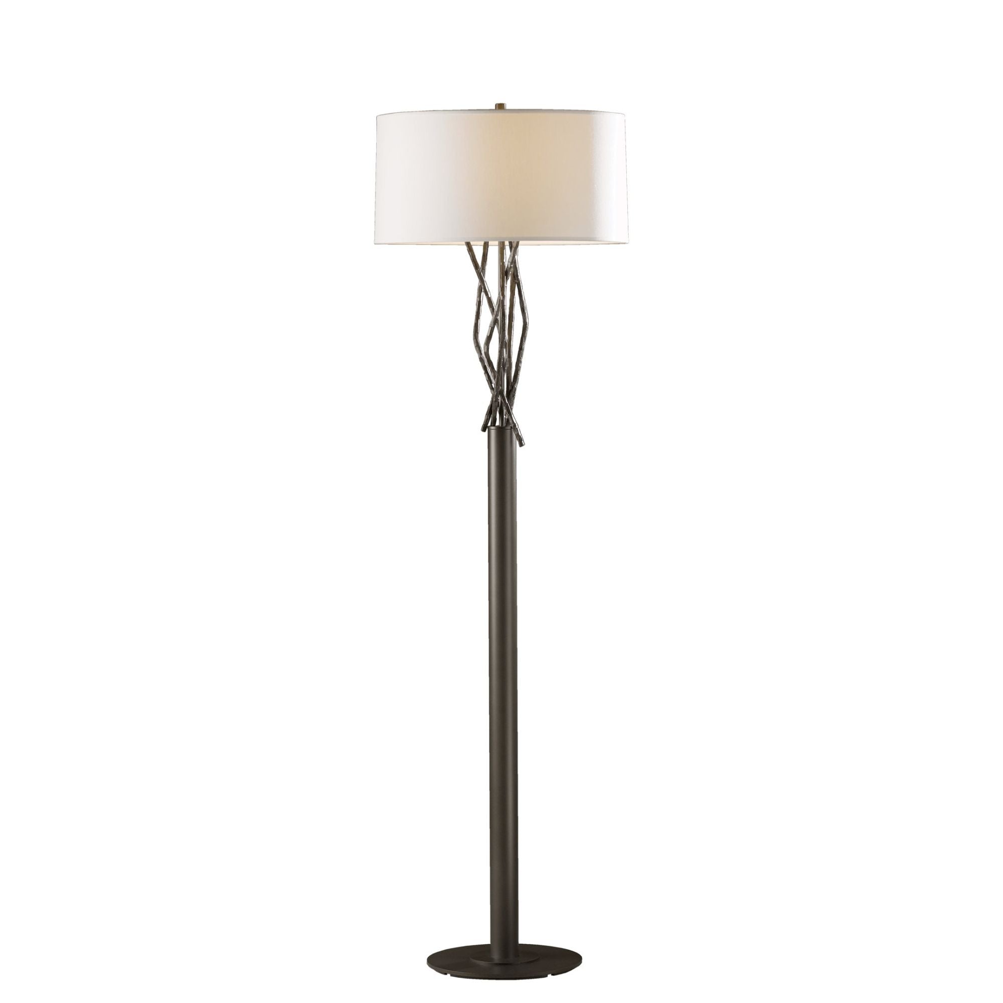 Brindille Floor Lamp 1-Light Natural Anna Shade (SF) in Dark Smoke - Dimmer on Socket