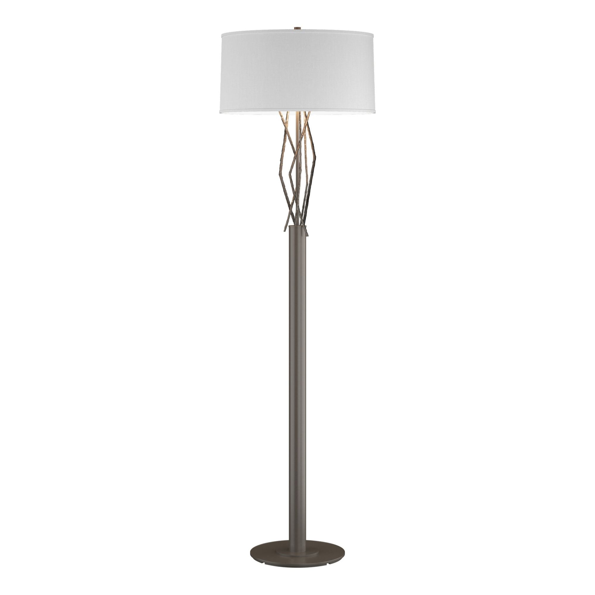 Brindille Floor Lamp 1-Light Natural Anna Shade (SF) in Dark Smoke - Dimmer on Socket