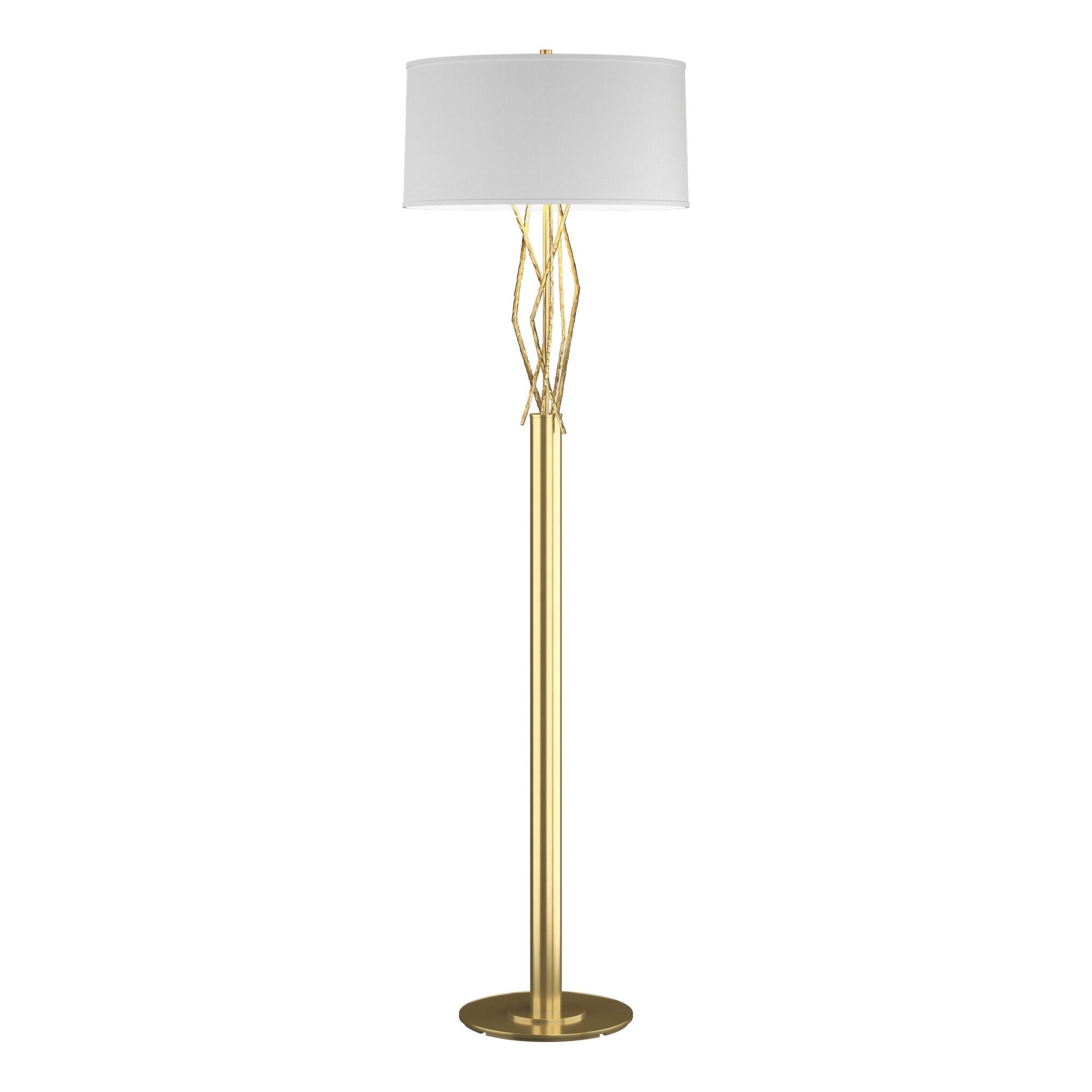 Brindille Floor Lamp 1-Light Natural Anna Shade (SF) in Modern Brass - Dimmer on Socket