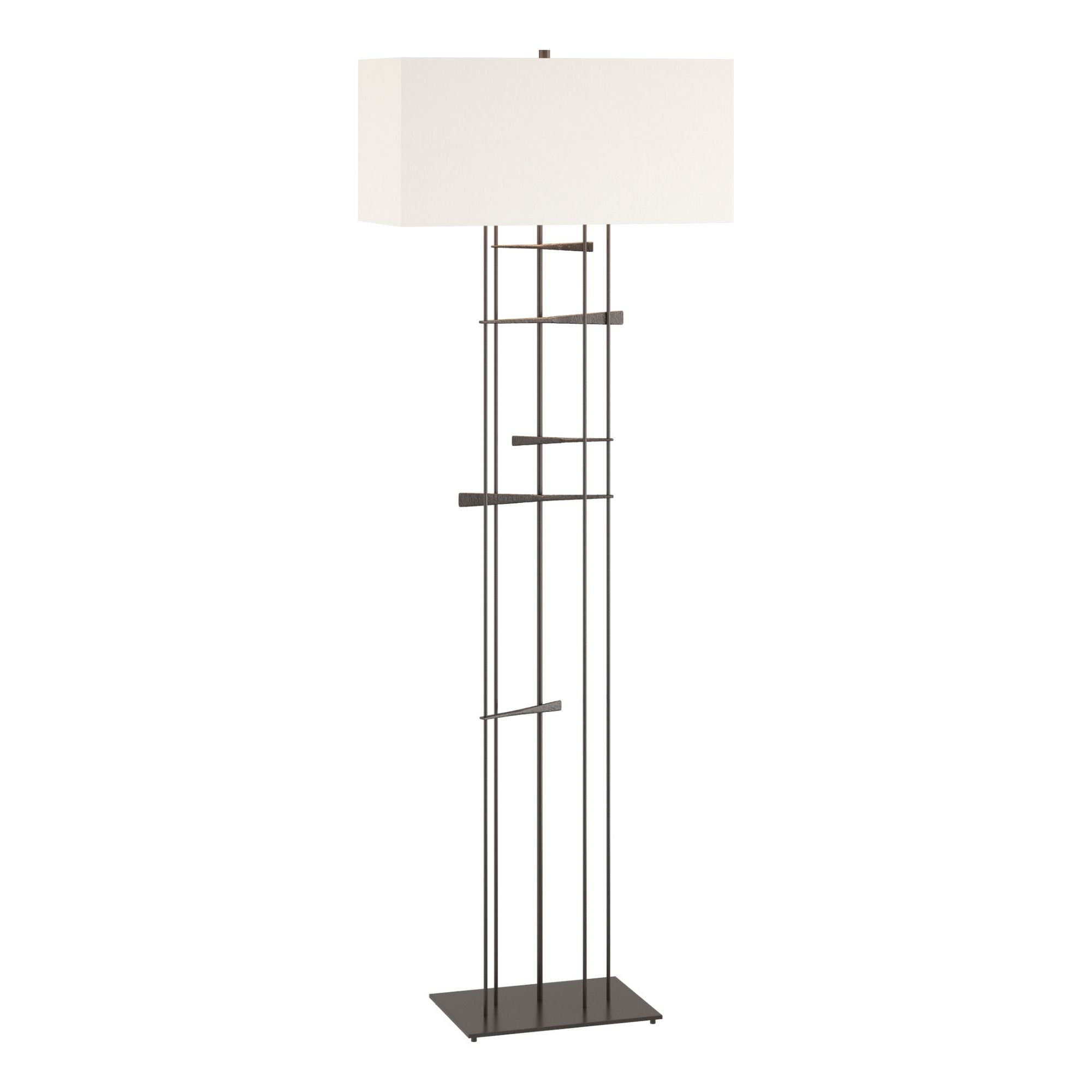 Cavaletti Floor Lamp 1-Light Natural Anna Shade (SF) in Oil Rubbed Bronze - Dimmer on Socket