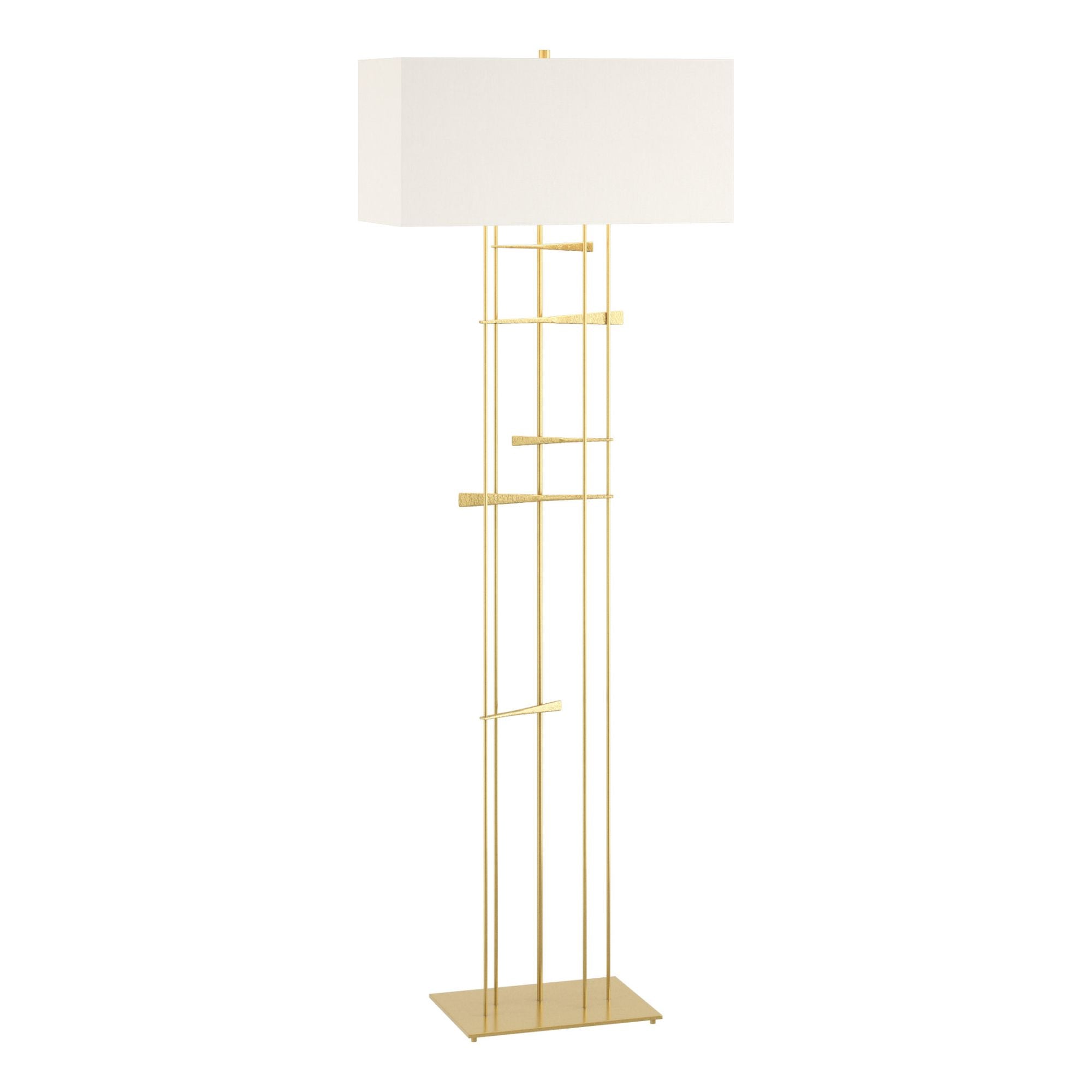 Cavaletti Floor Lamp 1-Light Natural Anna Shade (SF) in Modern Brass - Dimmer on Socket