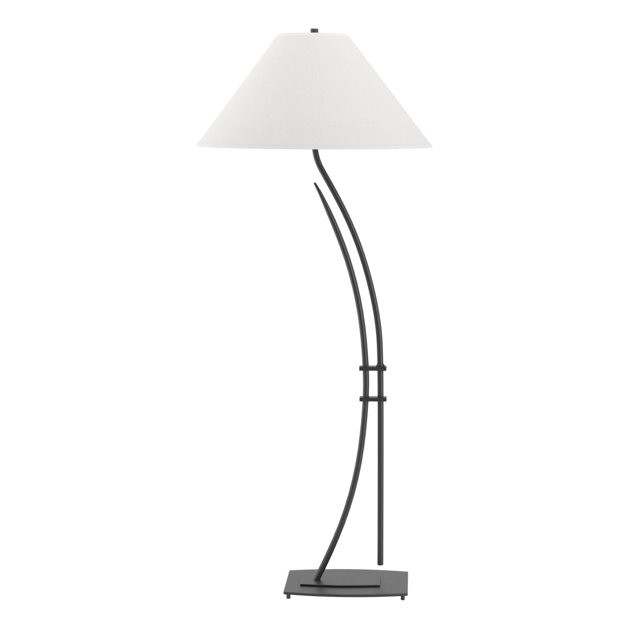 Metamorphic Contemporary Floor Lamp 1-Light Natural Anna Shade (SF) in Black