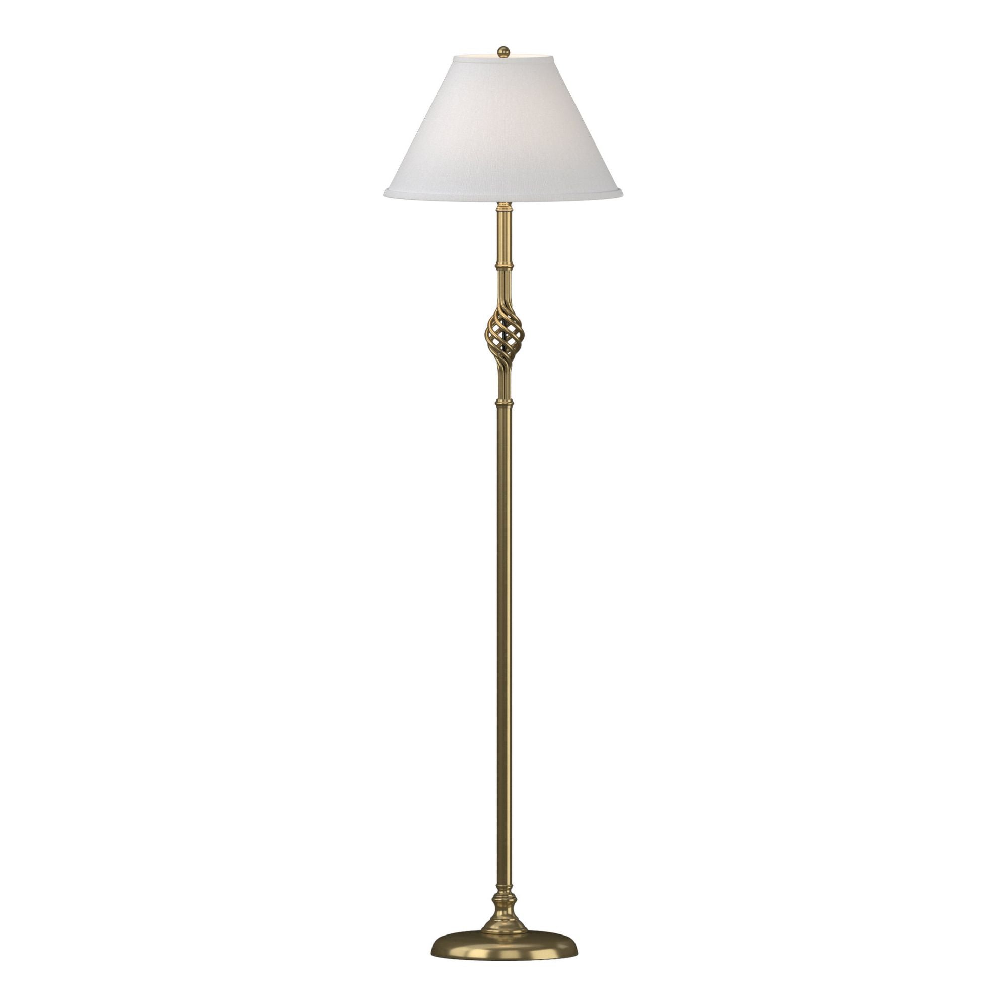 Twist Basket Floor Lamp 1-Light Natural Anna Shade (SF) in Modern Brass