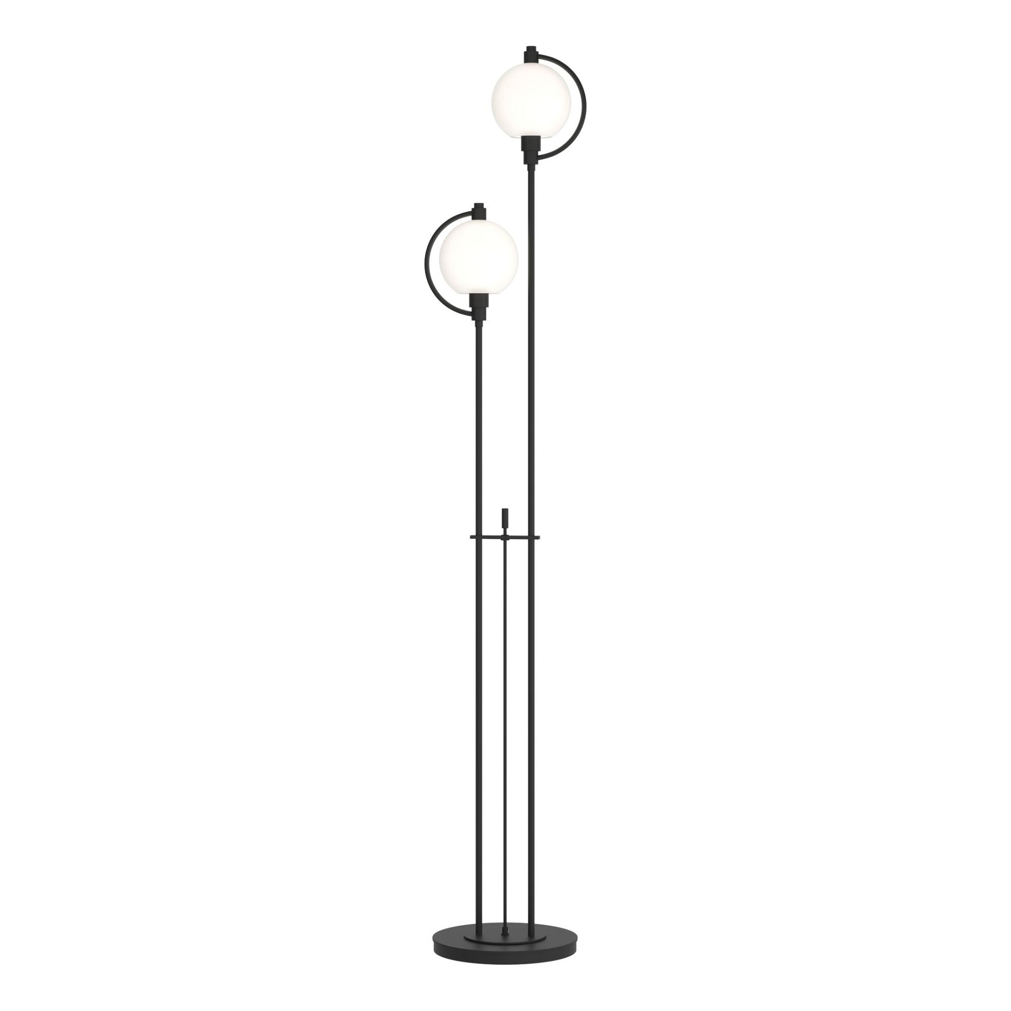 Pluto Floor Lamp 2-Light Opal Glass (GG) in Black - Dimmer on Base