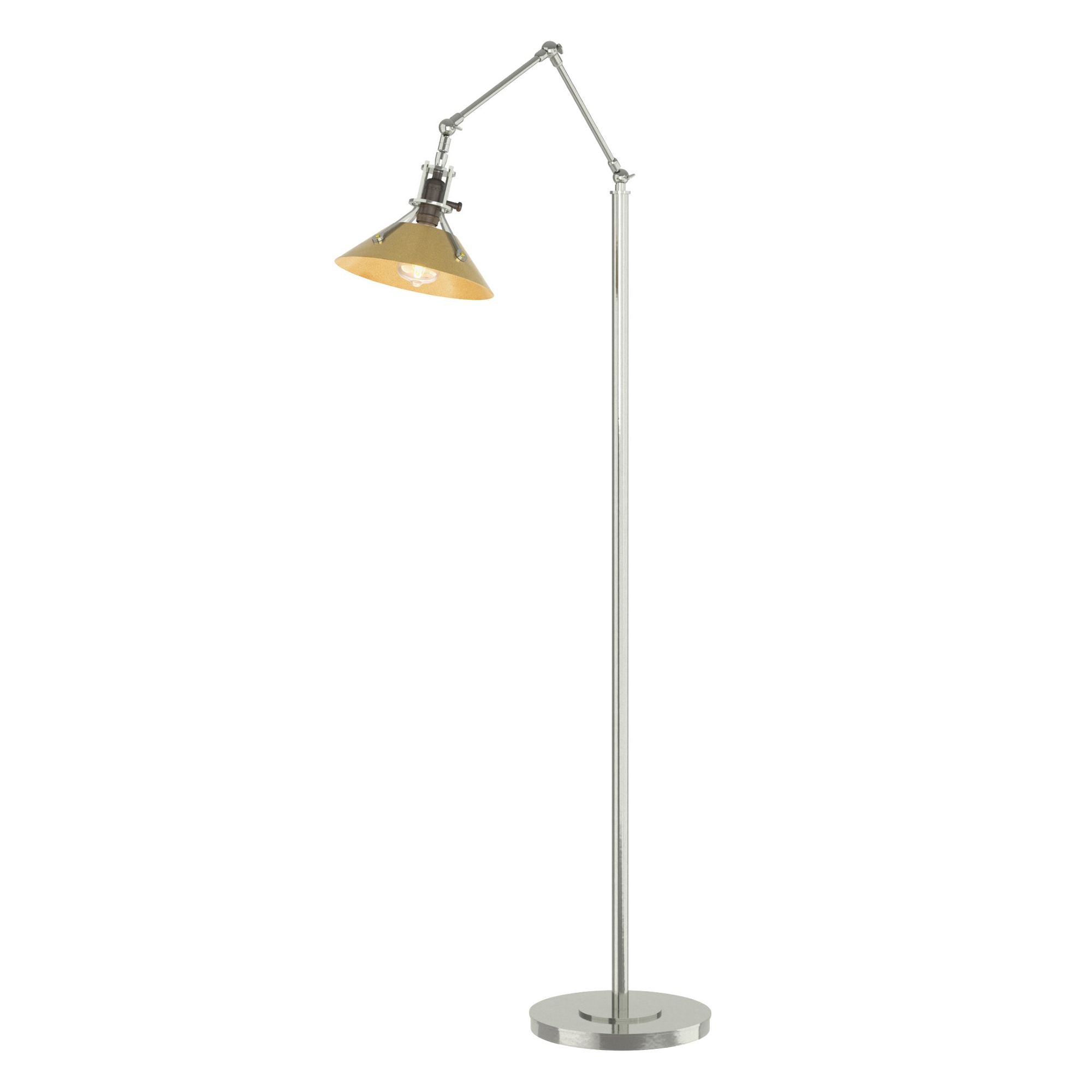 Henry Floor Lamp 1-Light Modern Brass Accent in Sterling - Dimmer on Socket
