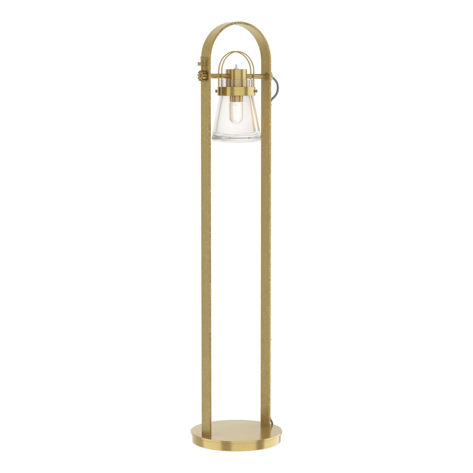 Erlenmeyer Floor Lamp 1-Light Clear Glass (ZM) in Modern Brass - On Base