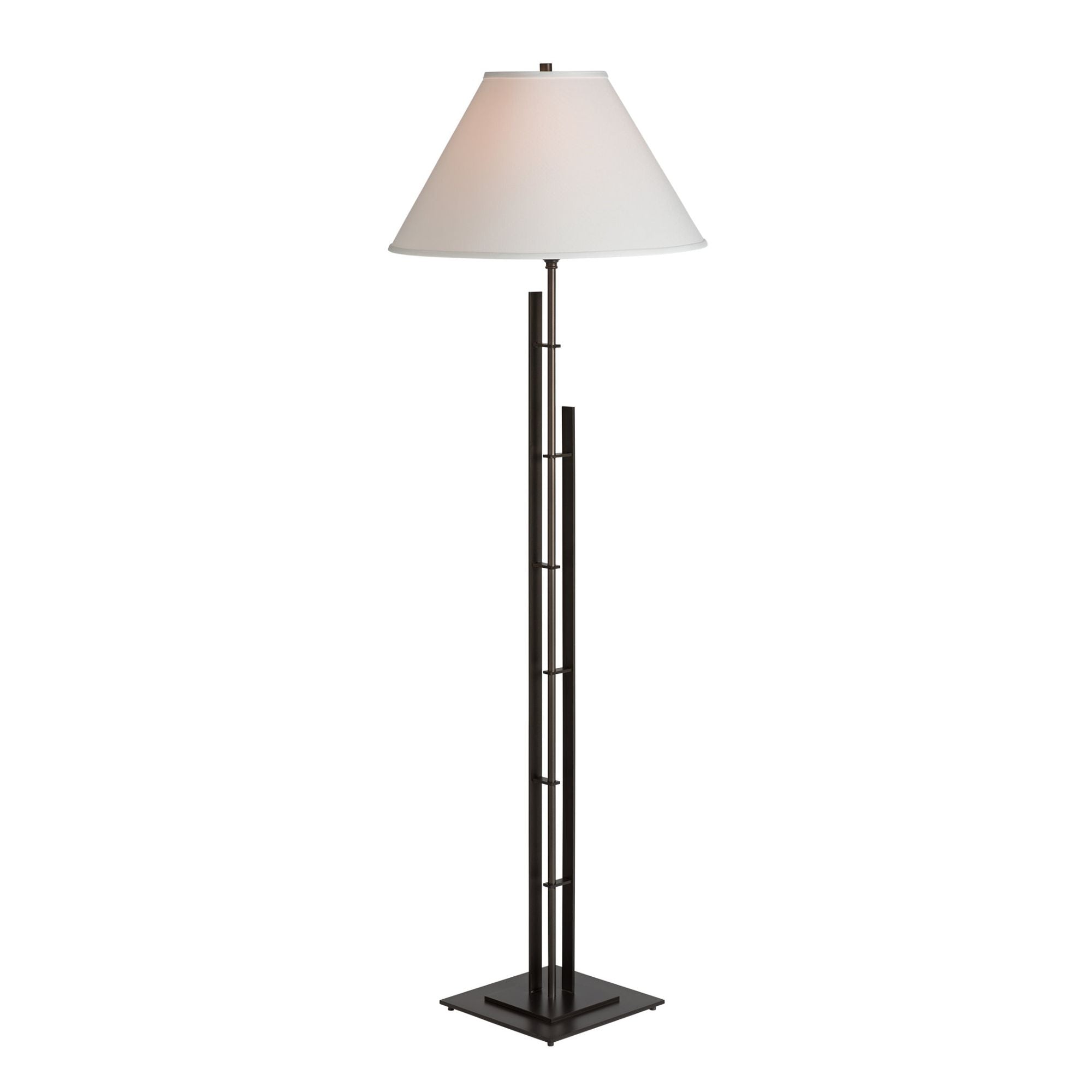 Metra Double Floor Lamp 1-Light Natural Anna Shade (SF) in Dark Smoke