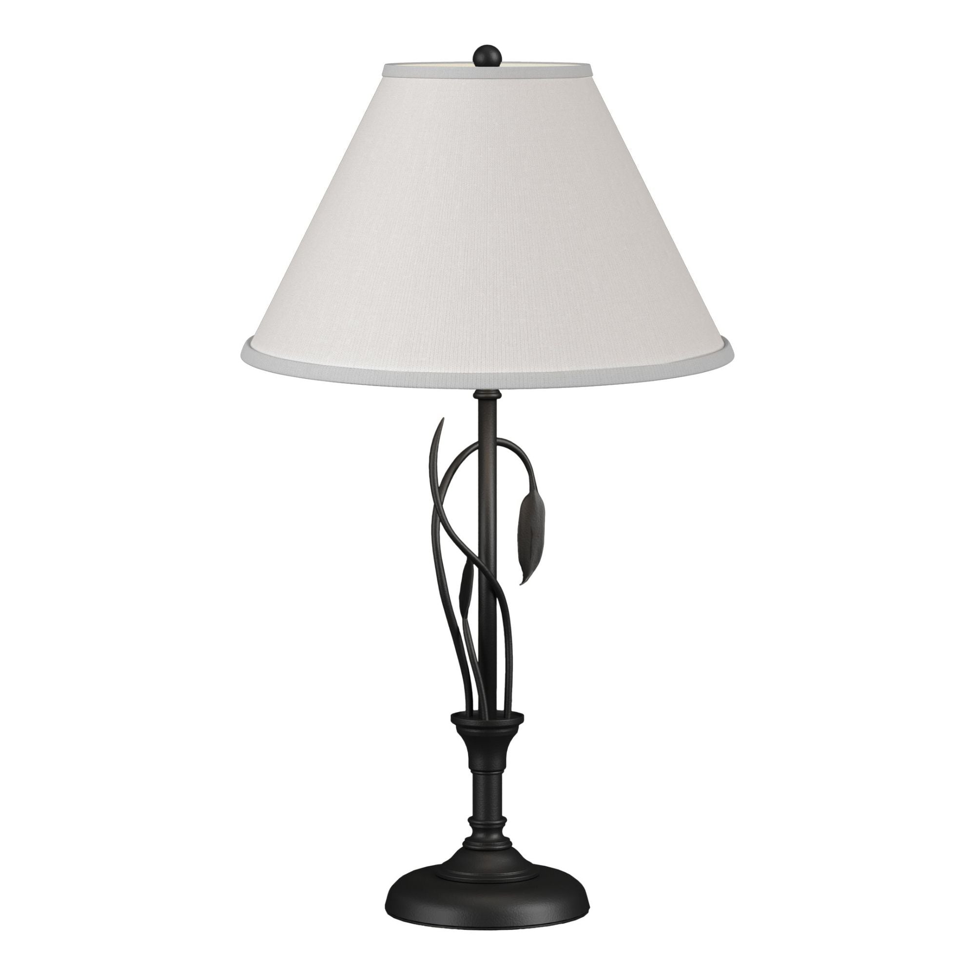 Forged Leaves and Vase Table Lamp 1-Light Natural Anna Shade (SF) in Black