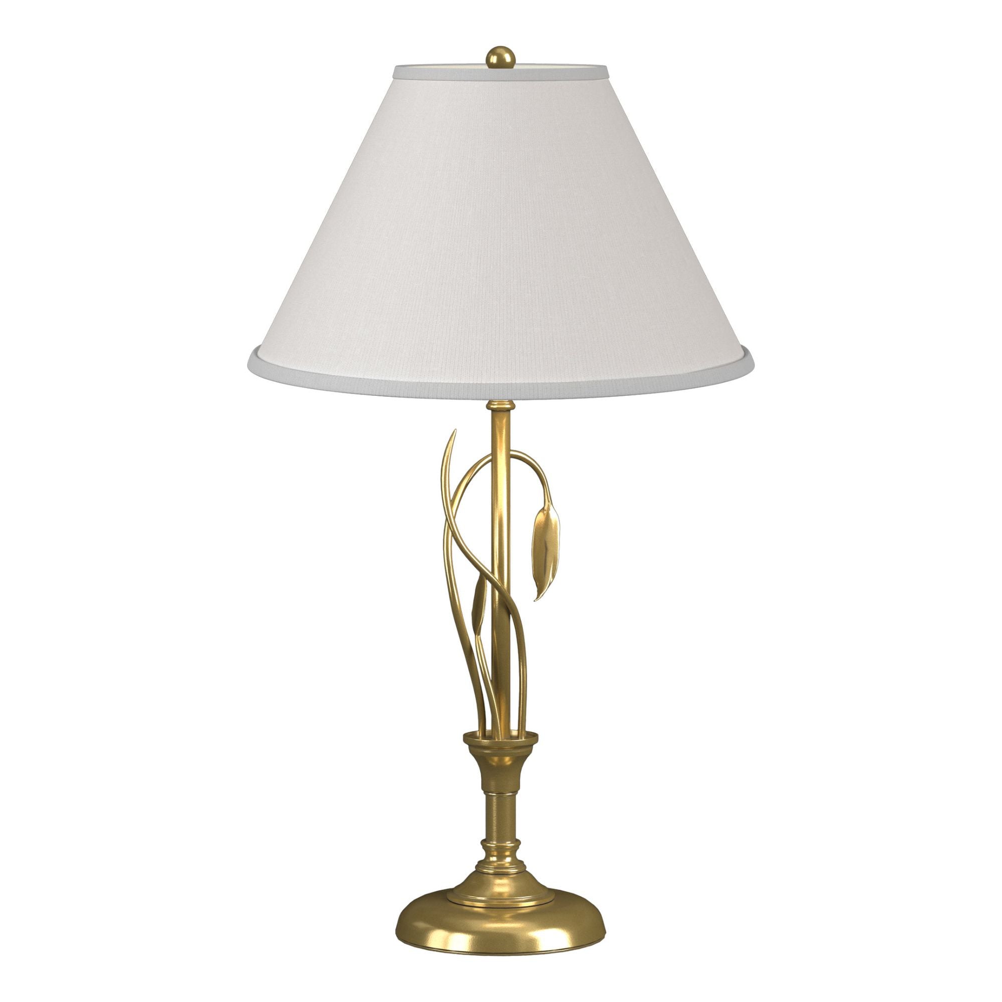 Forged Leaves and Vase Table Lamp 1-Light Natural Anna Shade (SF) in Modern Brass
