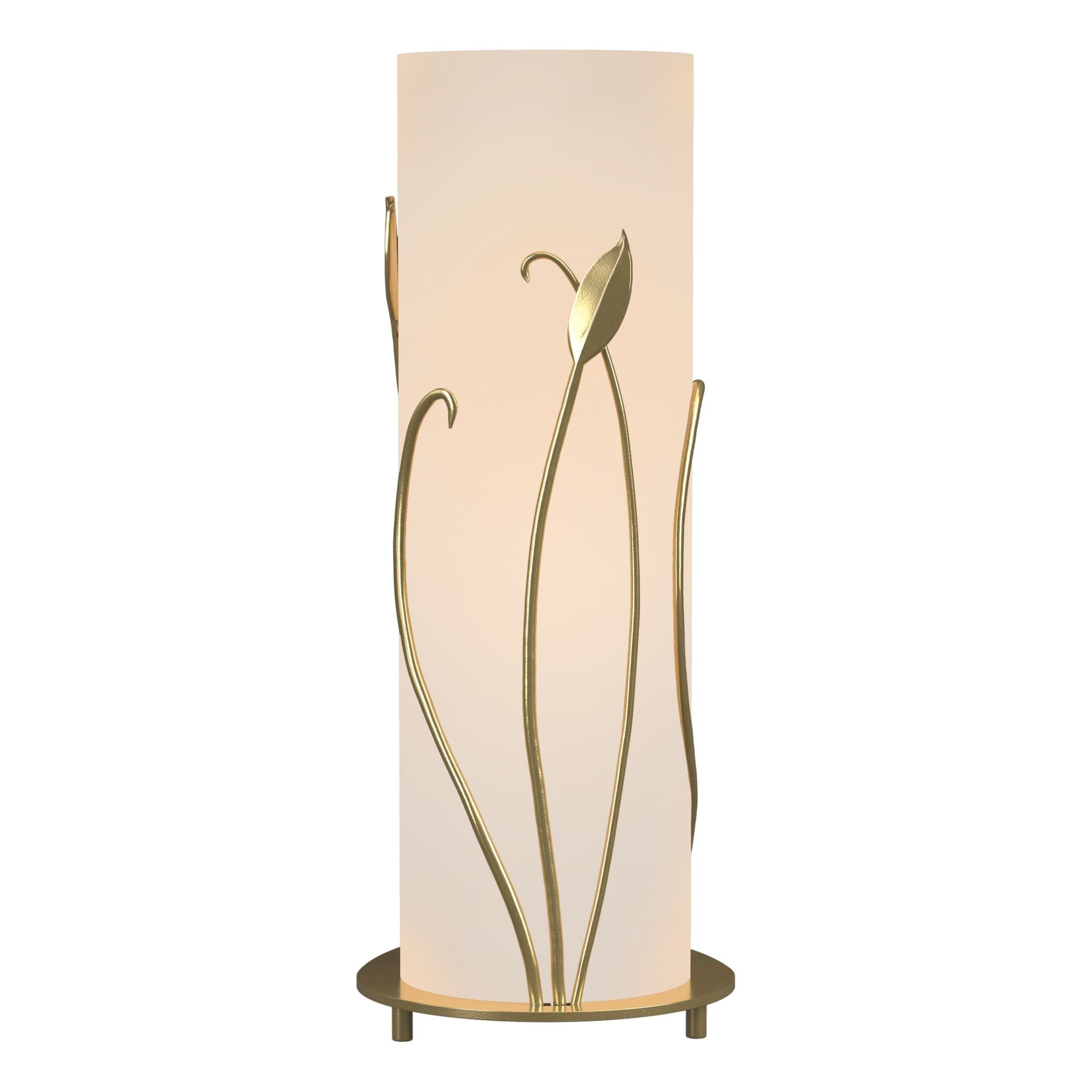 Forged Leaves Table Lamp 1-Light Opal Glass (GG) in Modern Brass - On Base