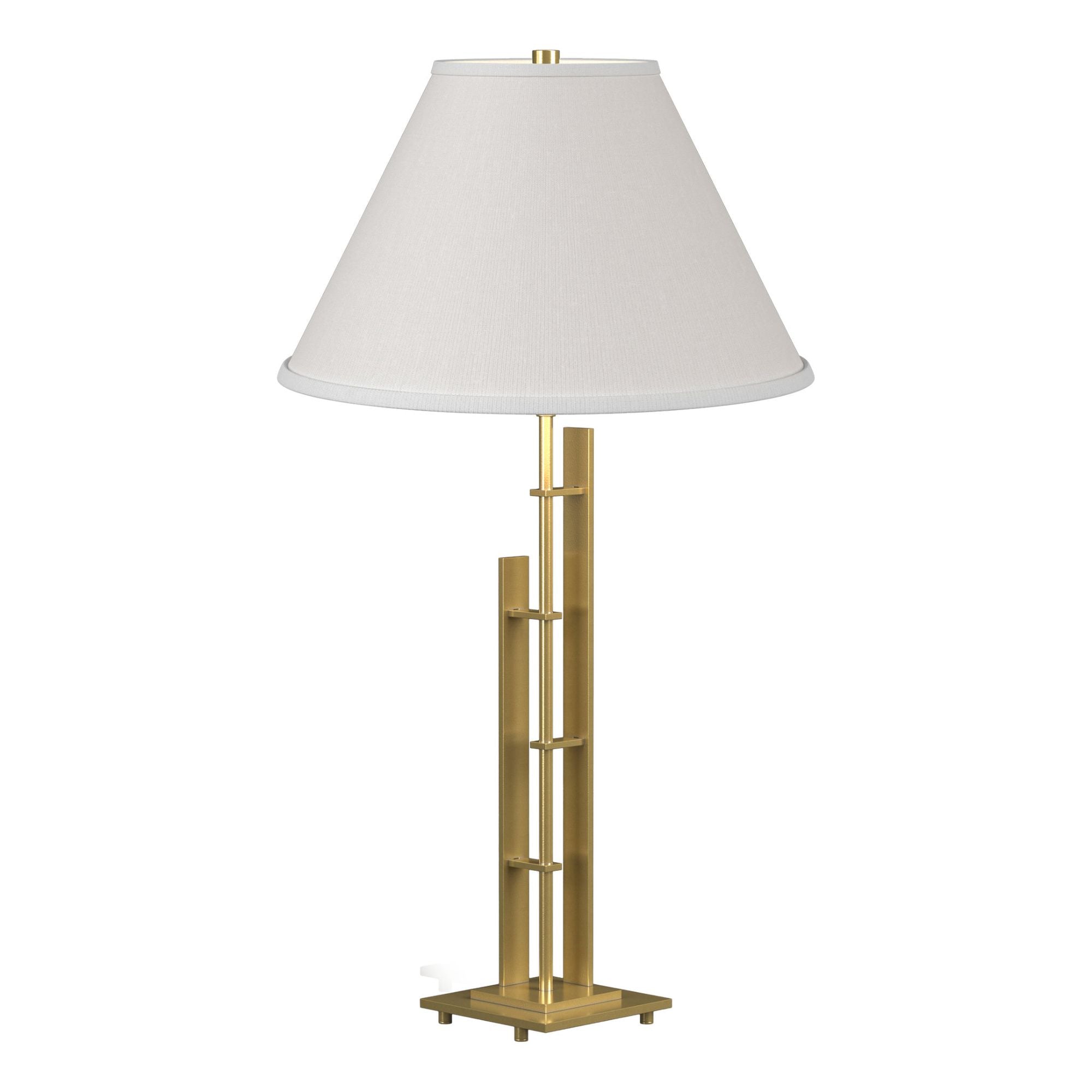 Metra Double Table Lamp 1-Light Natural Anna Shade (SF) in Modern Brass